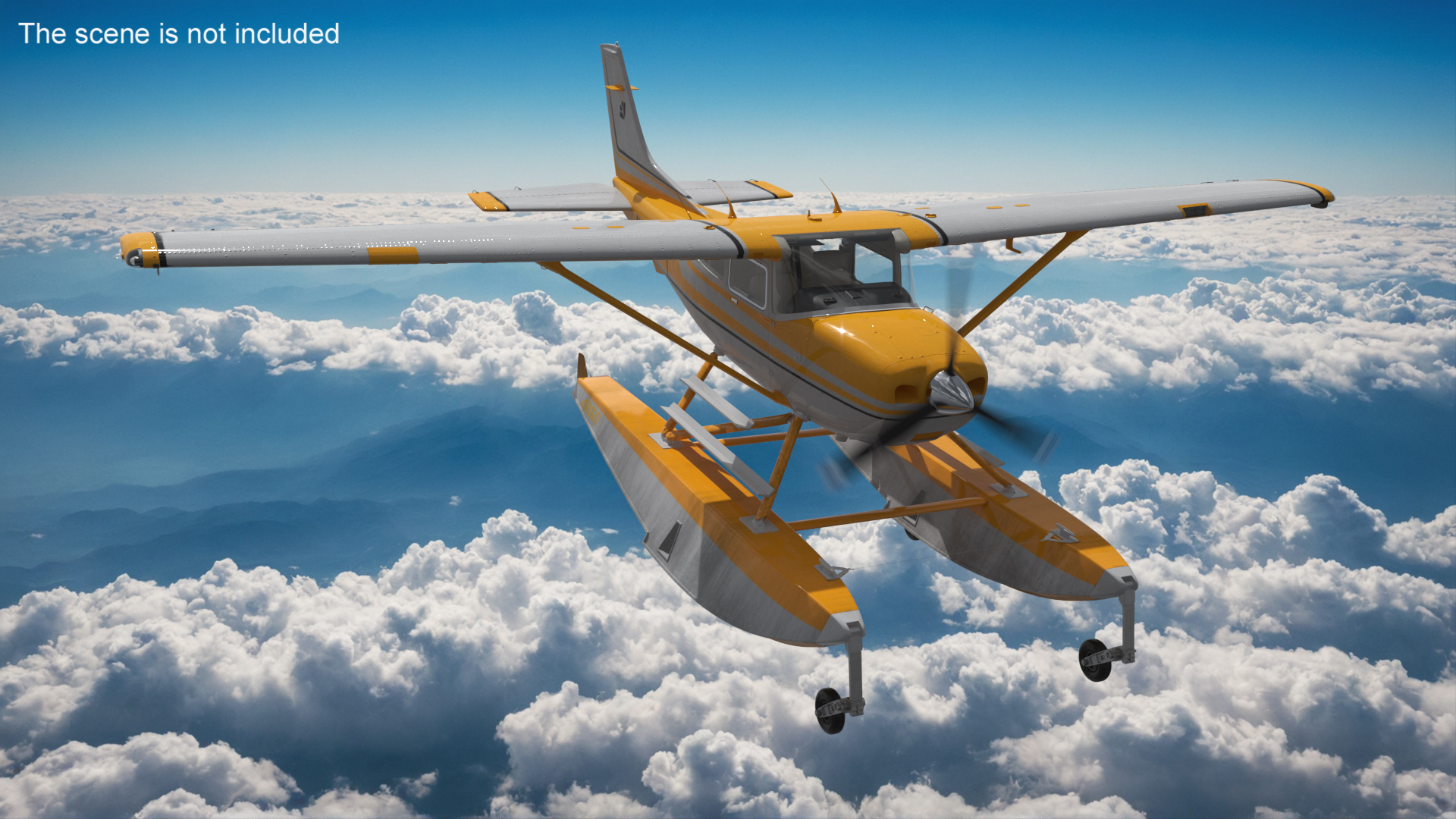 Cessna 182 Skylane Seaplane with Floats 3D model