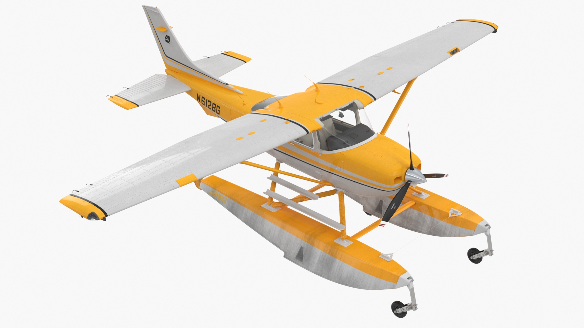 Cessna 182 Skylane Seaplane with Floats 3D model