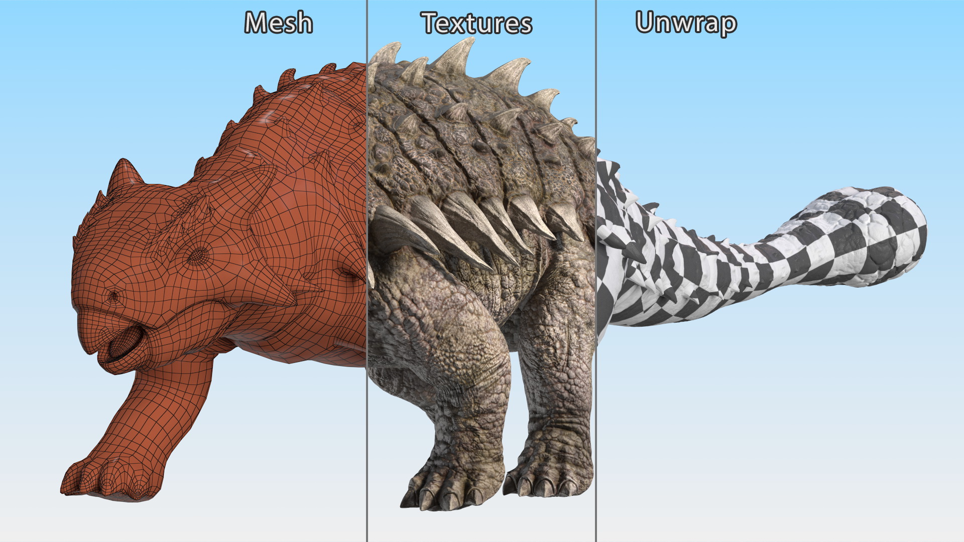 Ankylosaurus Deserted in Walking Pose 3D