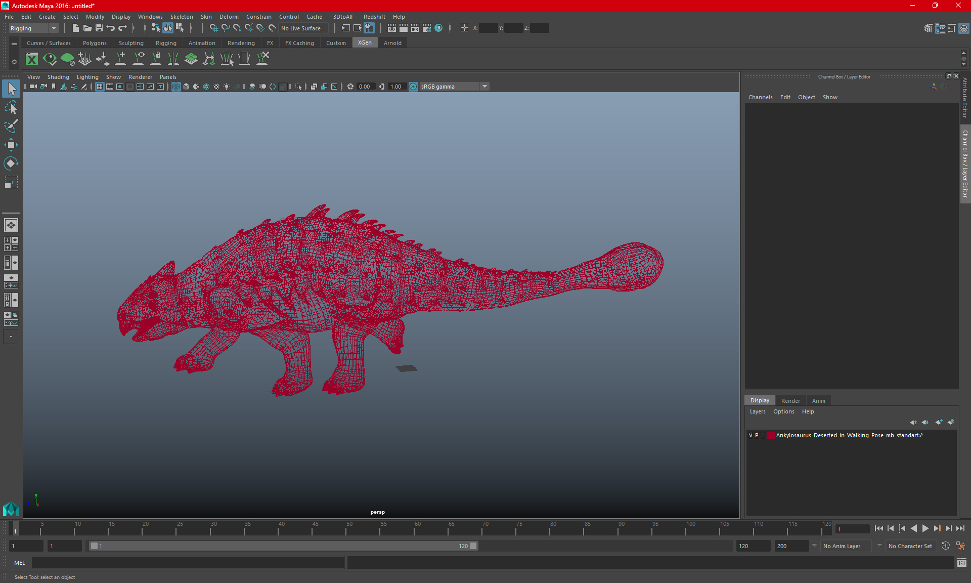 Ankylosaurus Deserted in Walking Pose 3D