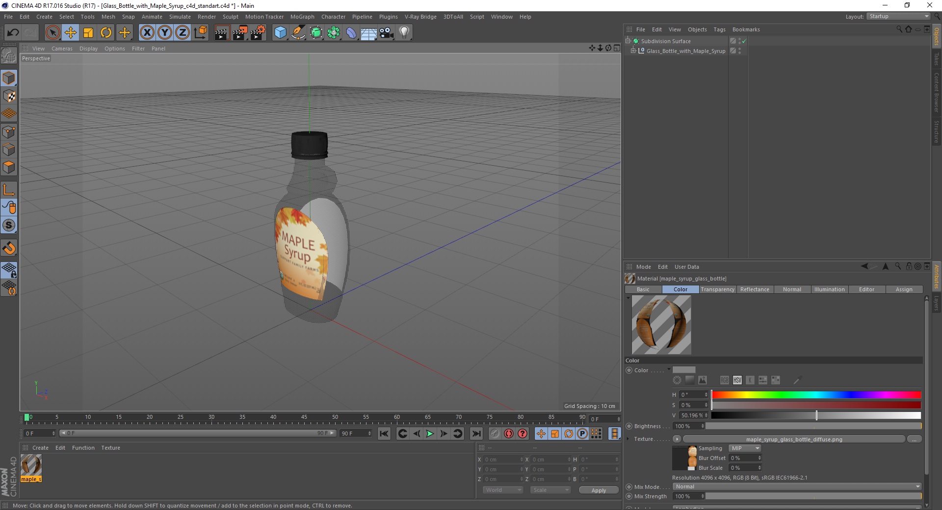 Glass Bottle with Maple Syrup 3D model