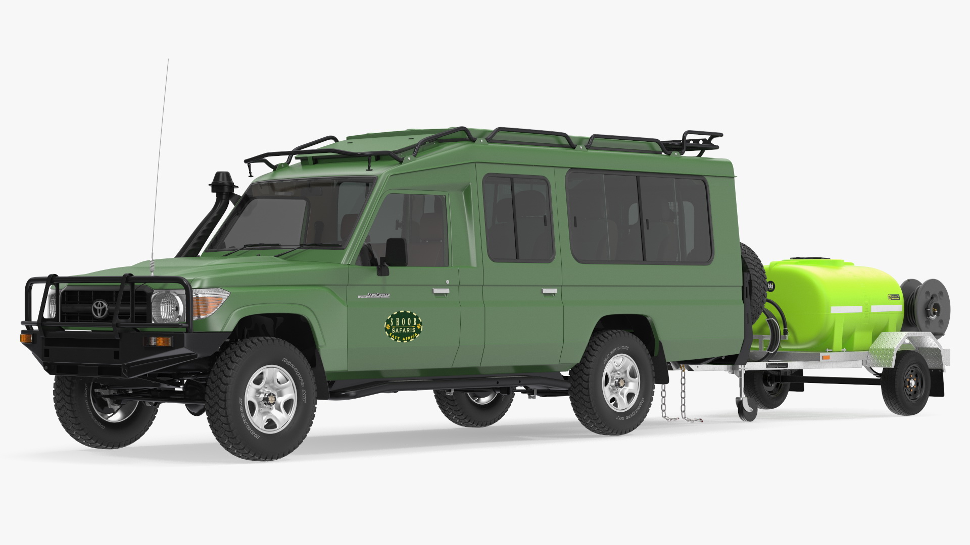 Toyota SUV with Fire Fighting Trailer Rigged 3D model