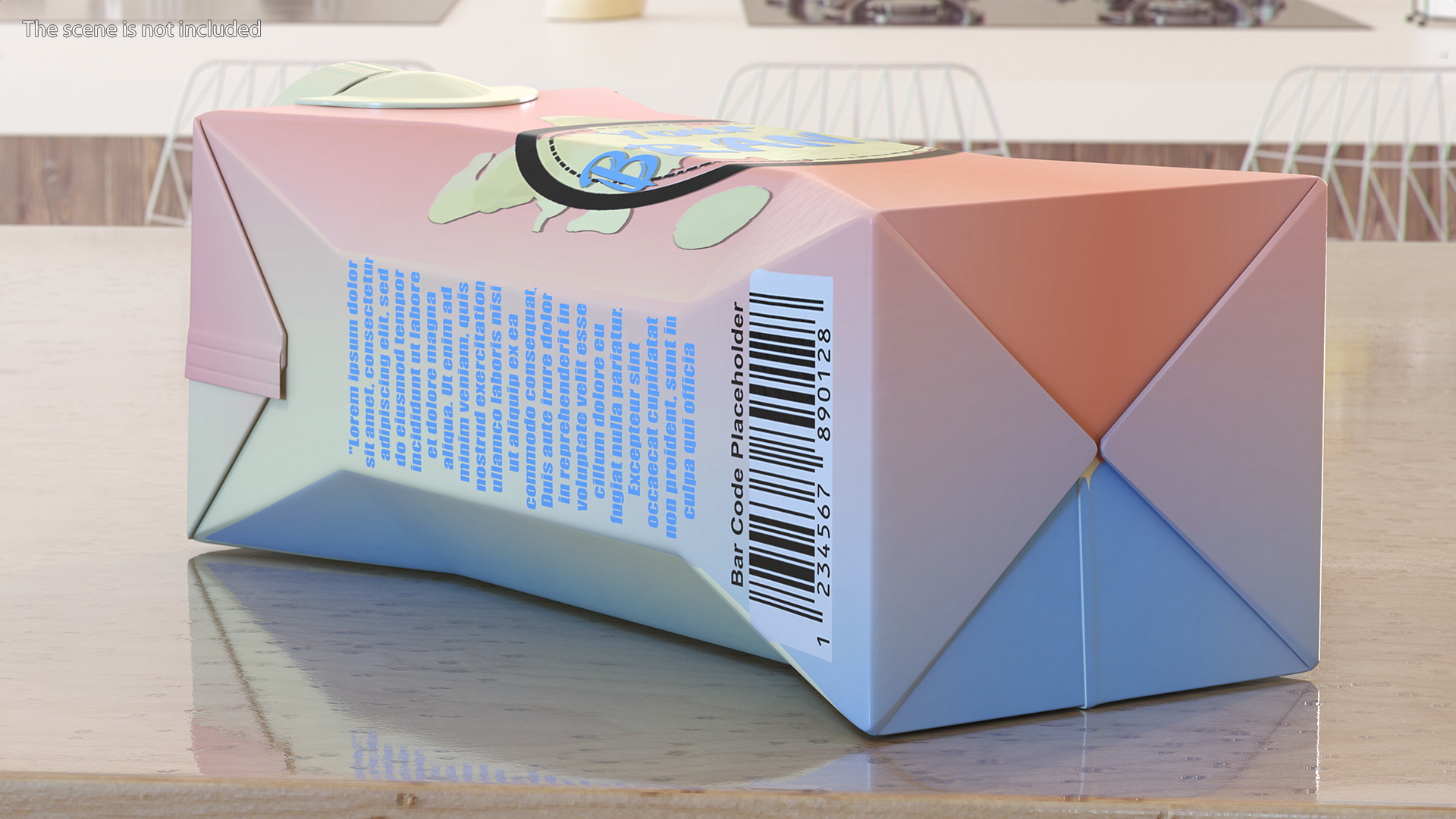 3D Mockup Small Aseptic Carton with Cap Pink