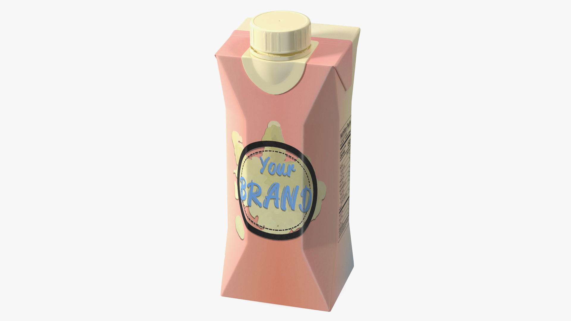 3D Mockup Small Aseptic Carton with Cap Pink