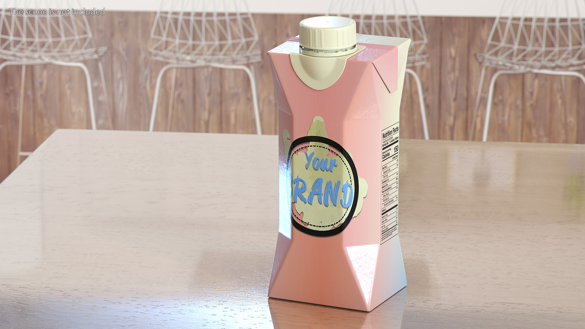 3D Mockup Small Aseptic Carton with Cap Pink