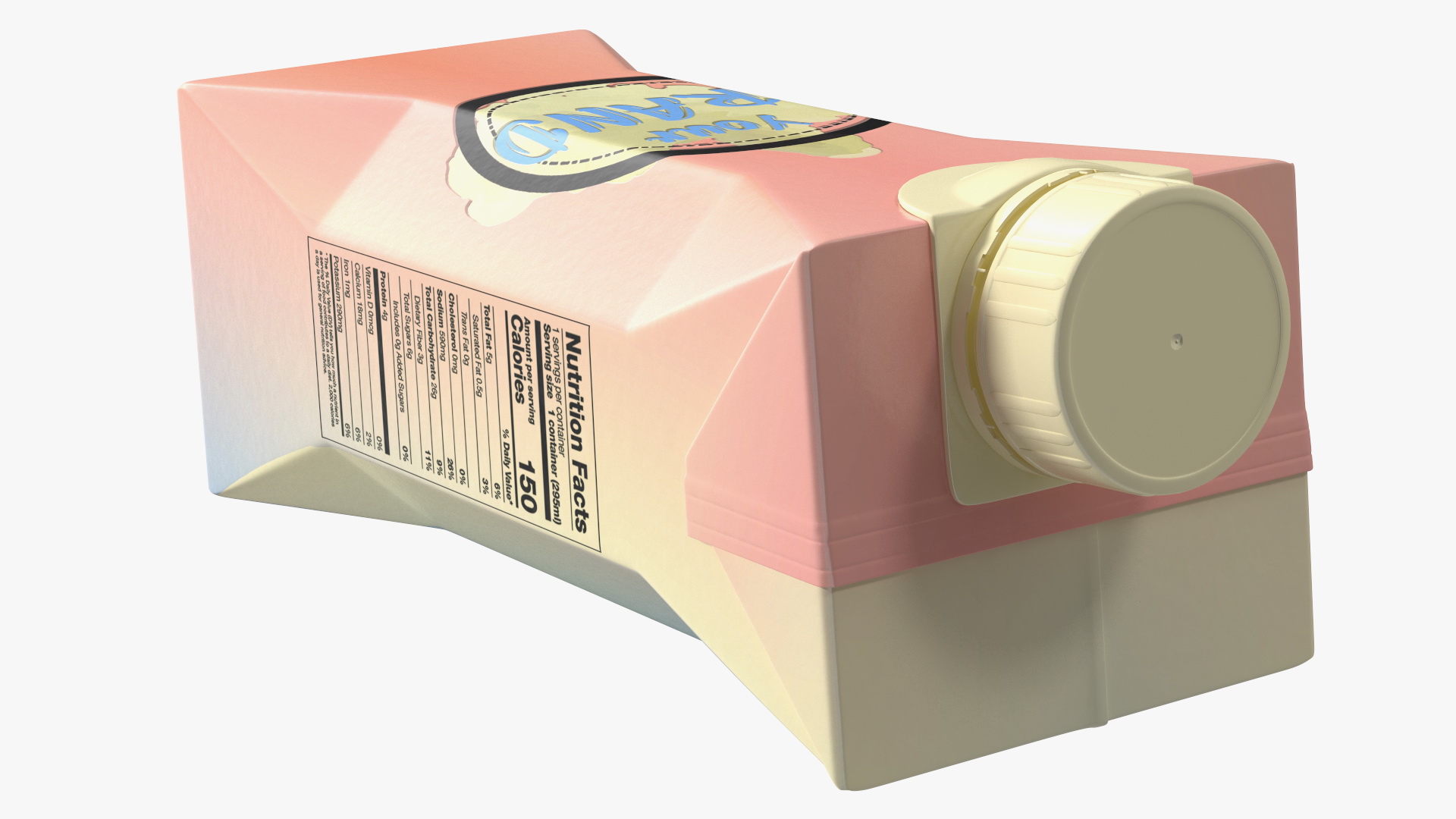 3D Mockup Small Aseptic Carton with Cap Pink