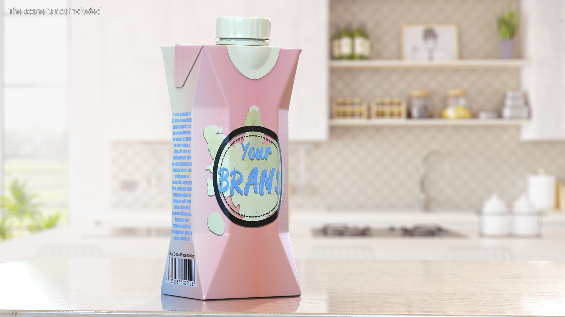 3D Mockup Small Aseptic Carton with Cap Pink