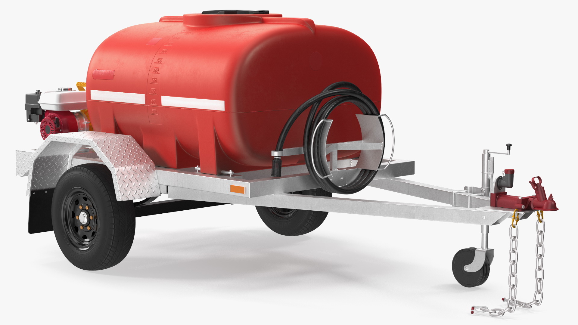 3D Portable Fire Tank Trailer with Pump Rigged model