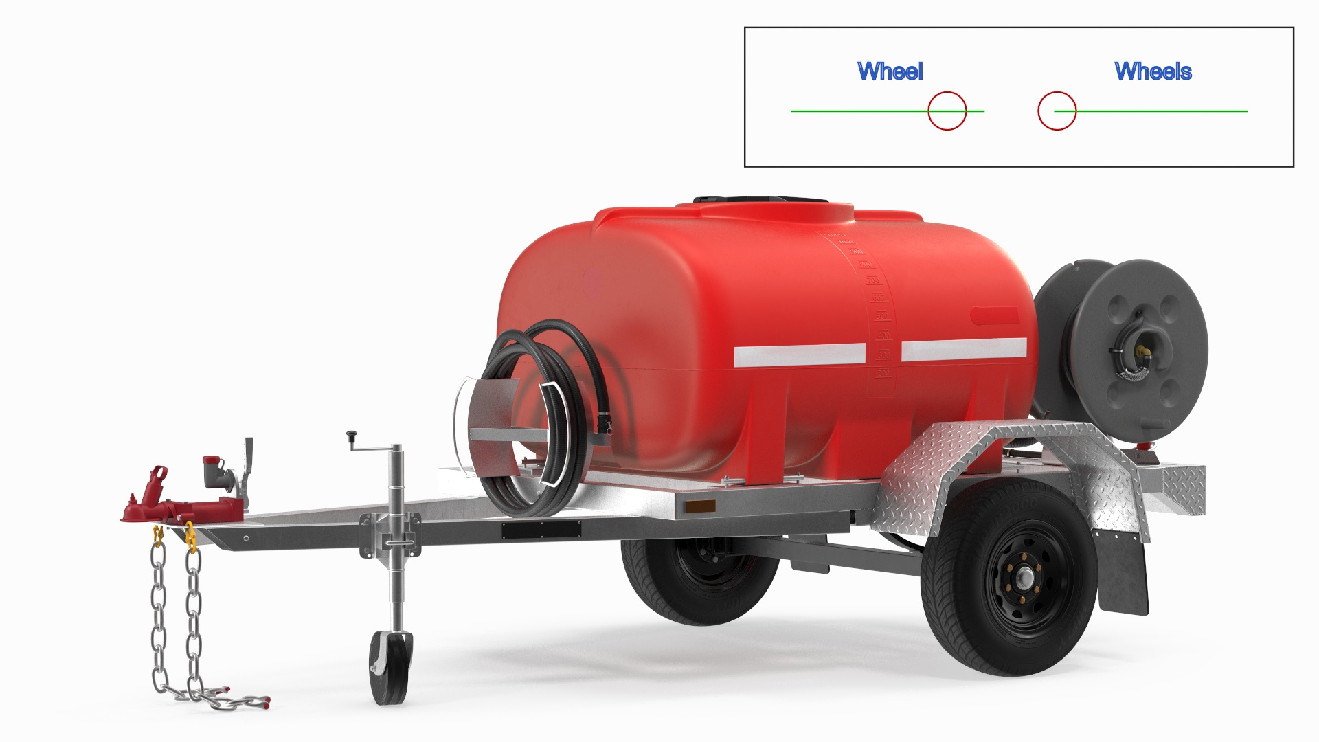 3D Portable Fire Tank Trailer with Pump Rigged model