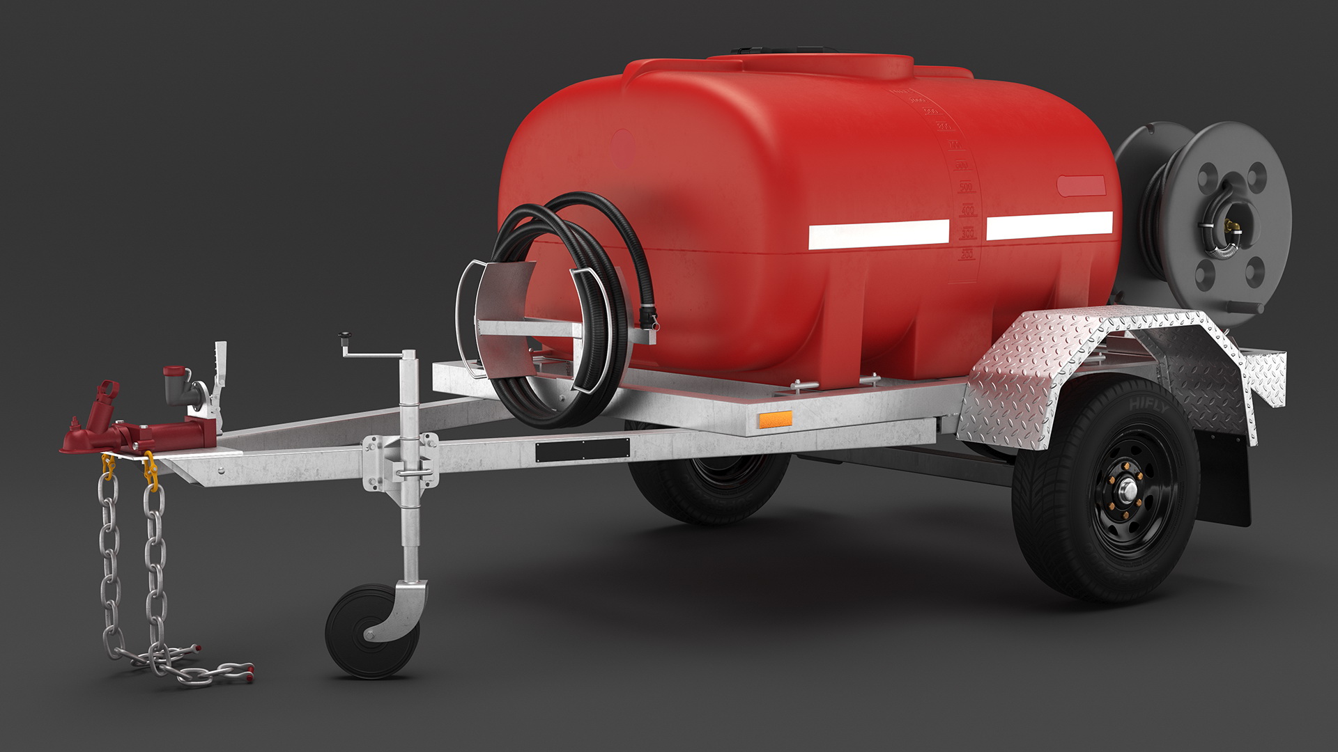 3D Portable Fire Tank Trailer with Pump Rigged model