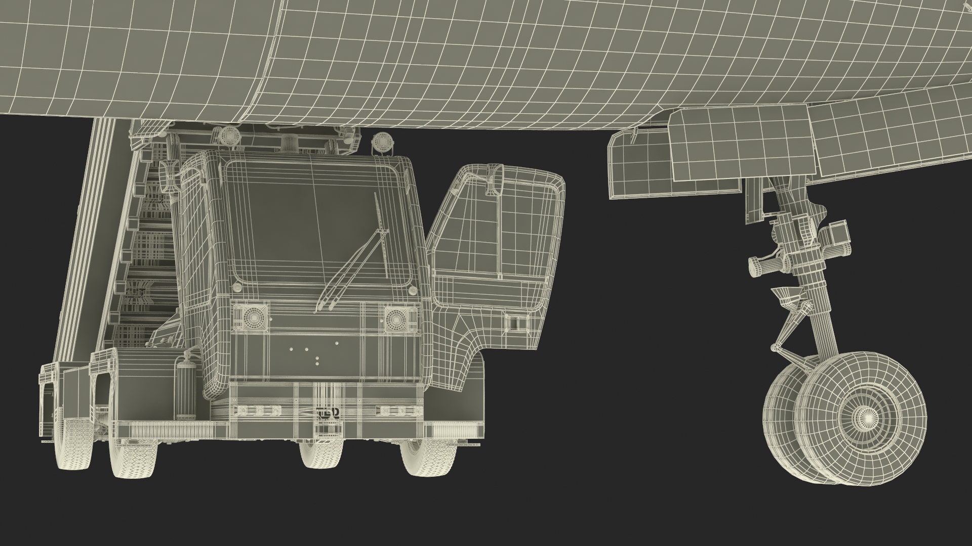 Airbus Delta with Passenger Boarding Stairs Car 3D