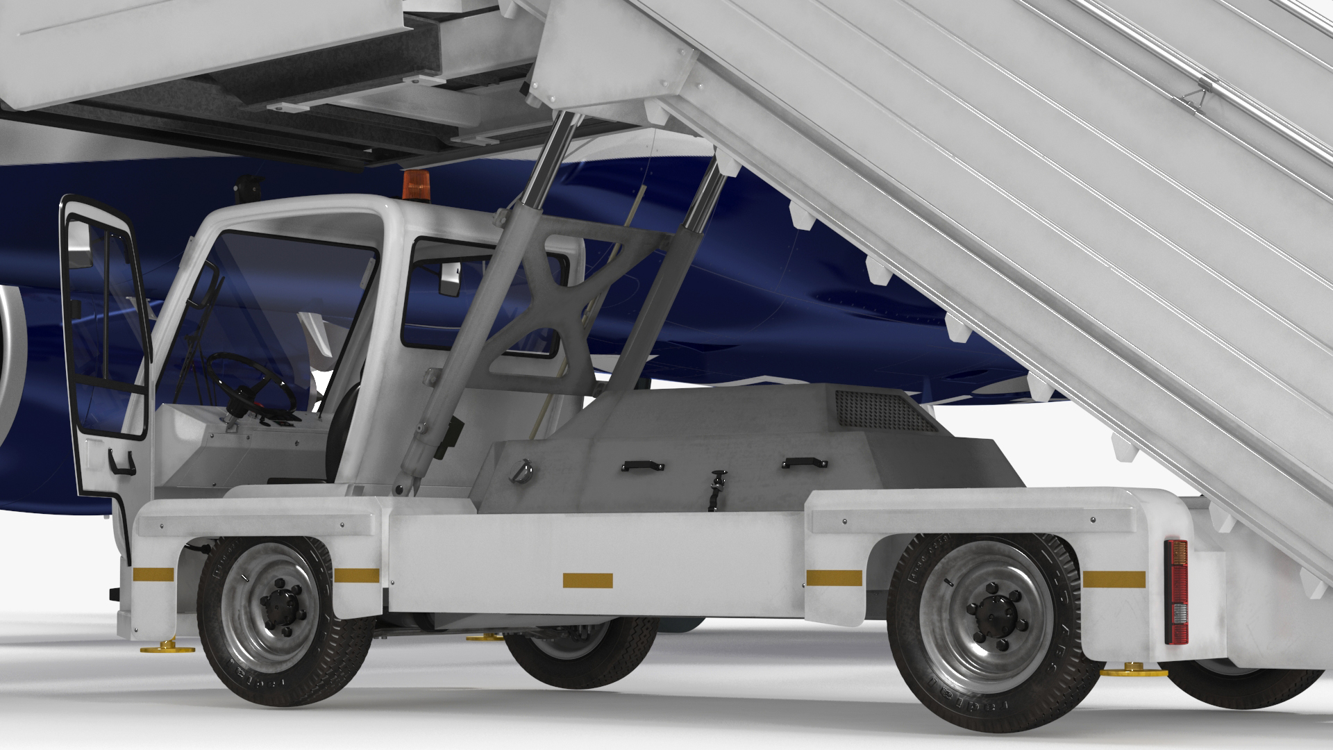 Airbus Delta with Passenger Boarding Stairs Car 3D