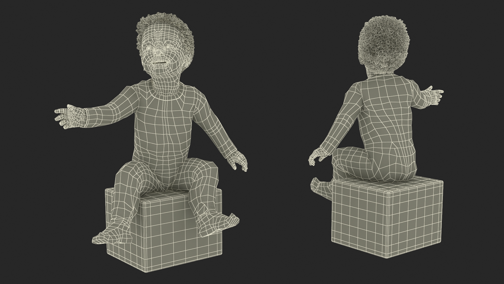 3D African Baby Boy Wearing Full Bodysuit Sitting