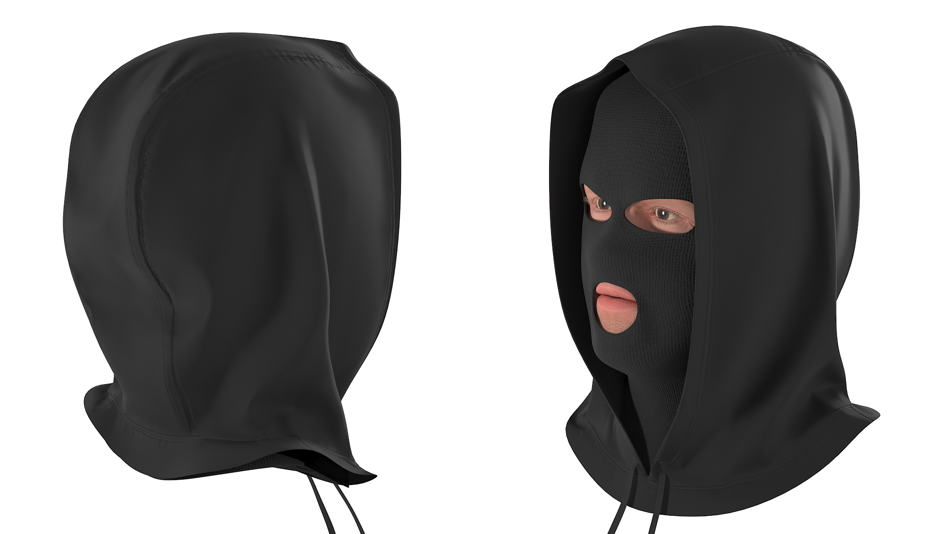 3D Thief Male Character Head Wearing Hood model