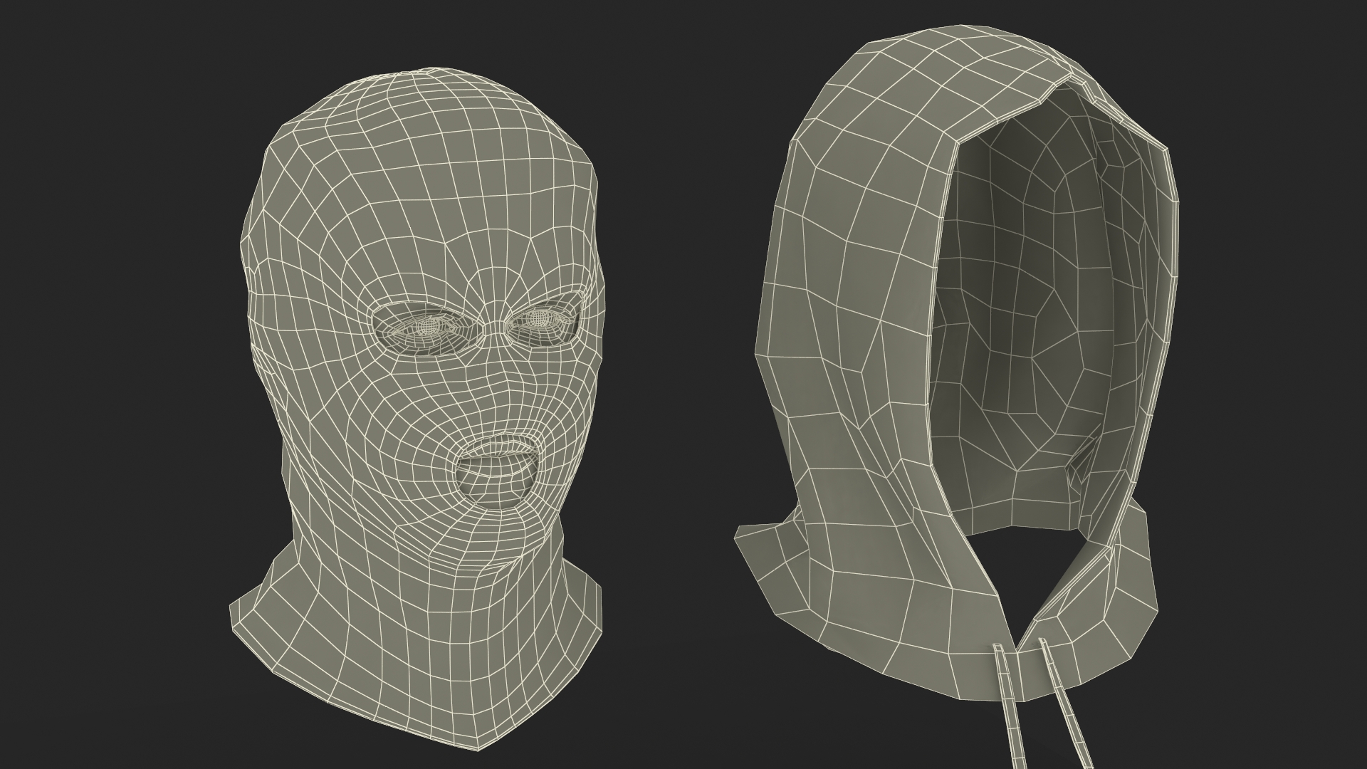 3D Thief Male Character Head Wearing Hood model