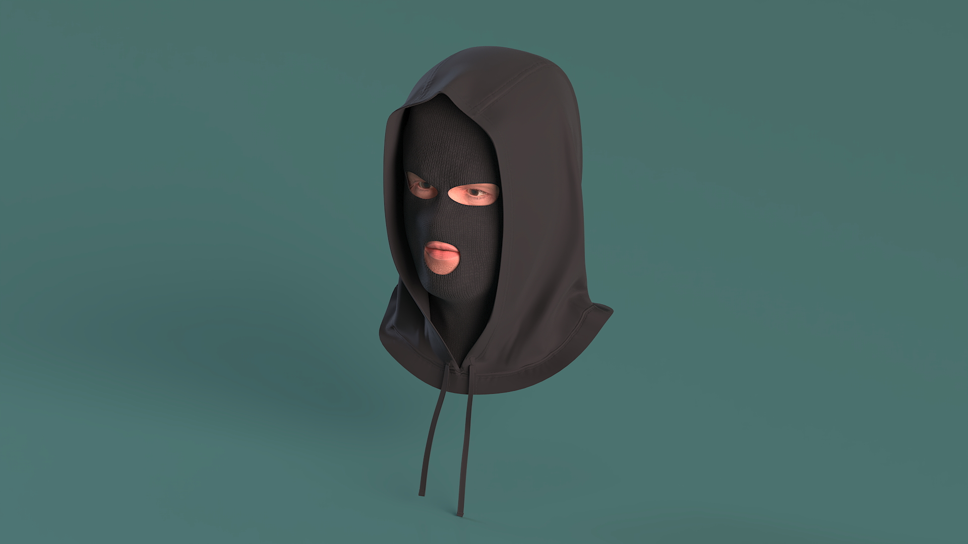 3D Thief Male Character Head Wearing Hood model