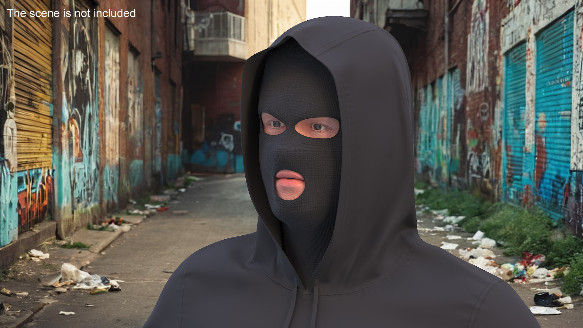 3D Thief Male Character Head Wearing Hood model