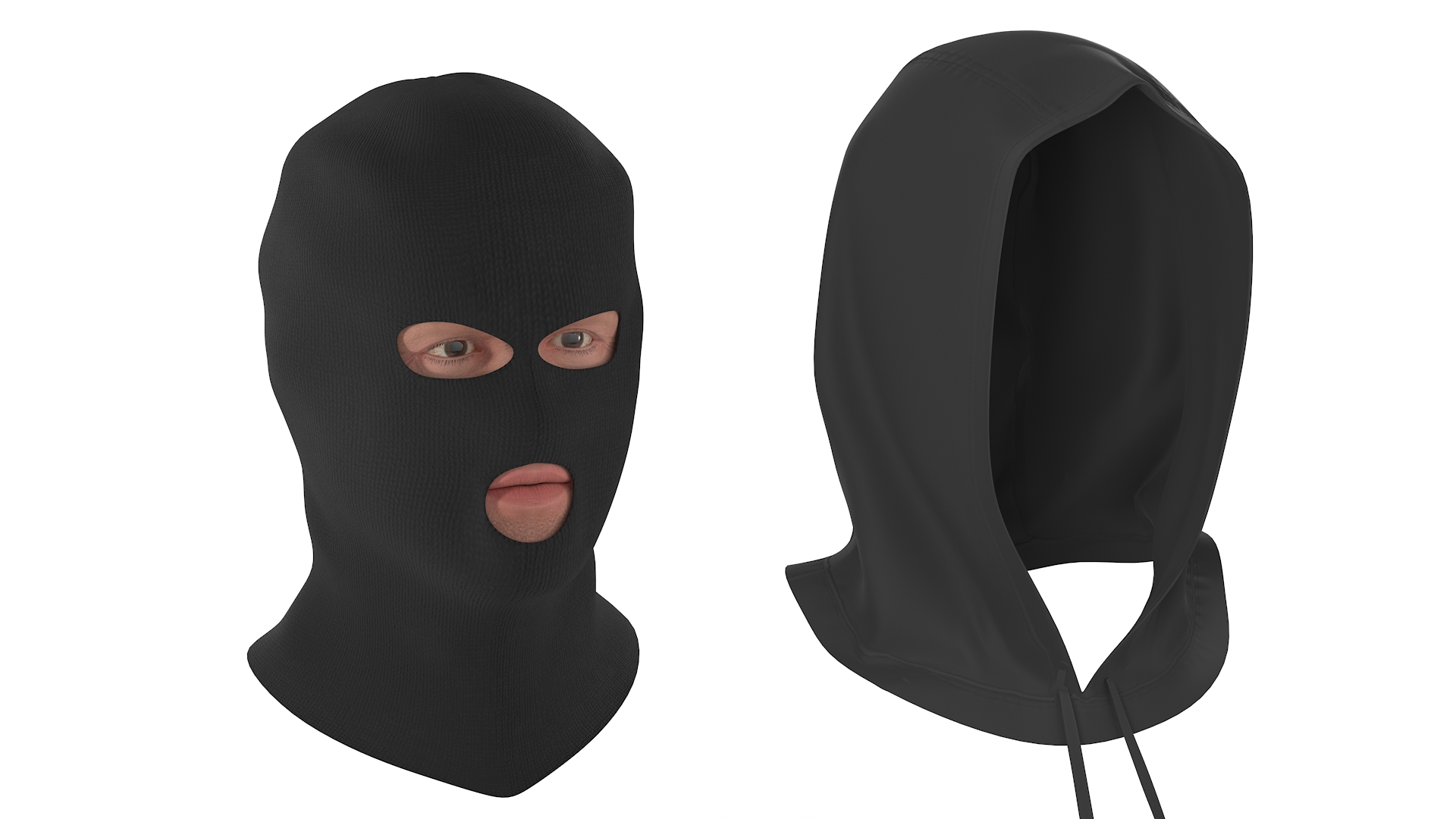 3D Thief Male Character Head Wearing Hood model