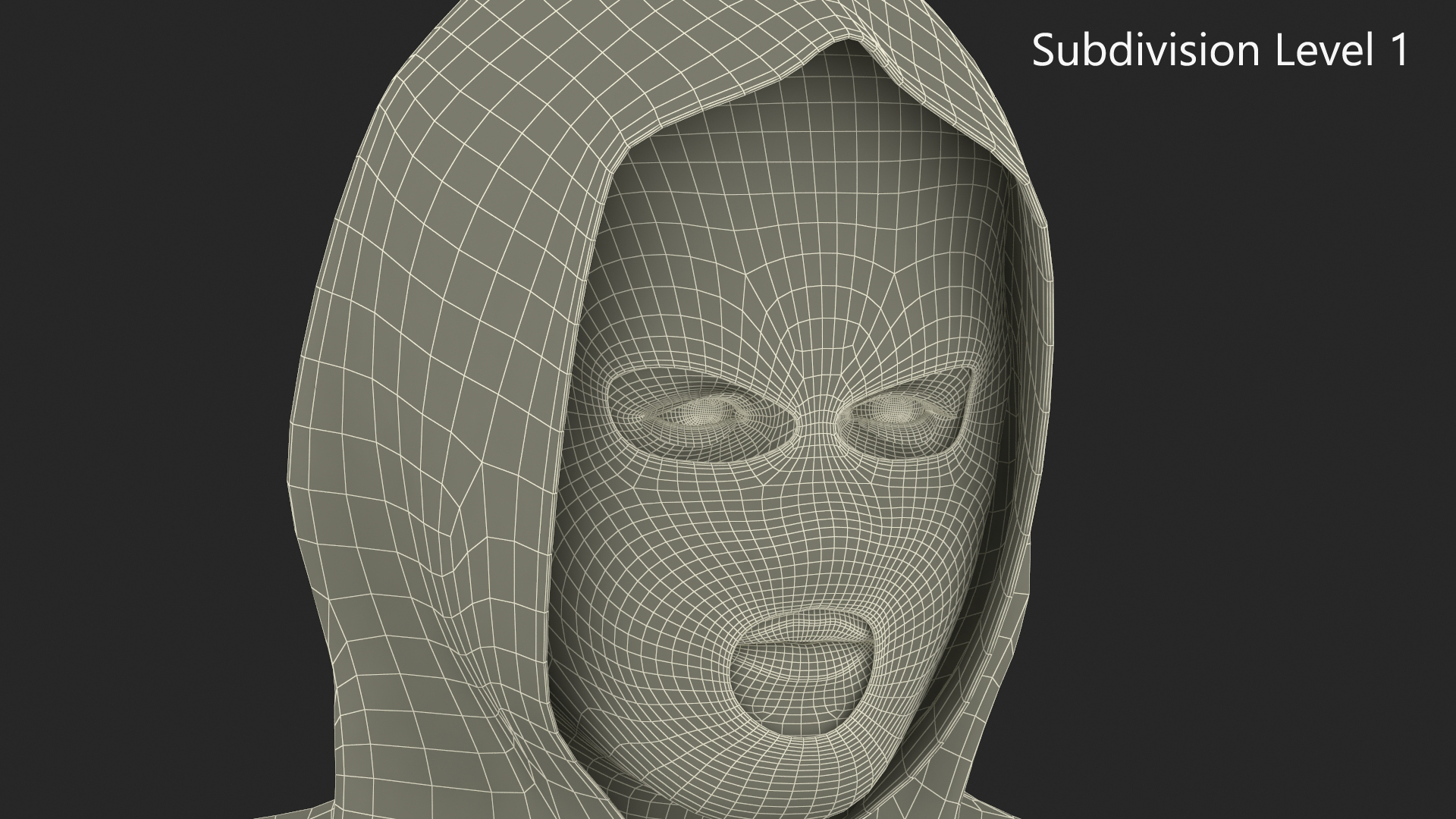 3D Thief Male Character Head Wearing Hood model