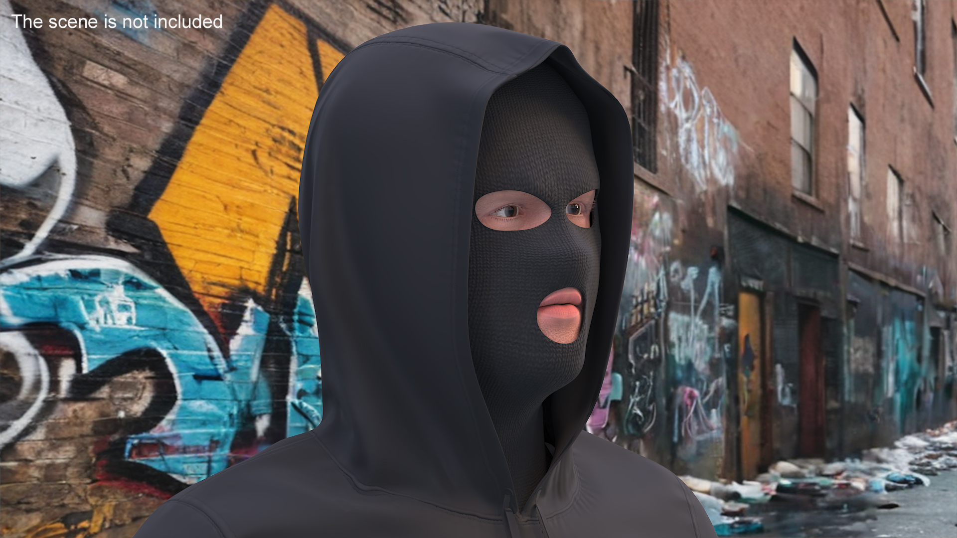 3D Thief Male Character Head Wearing Hood model