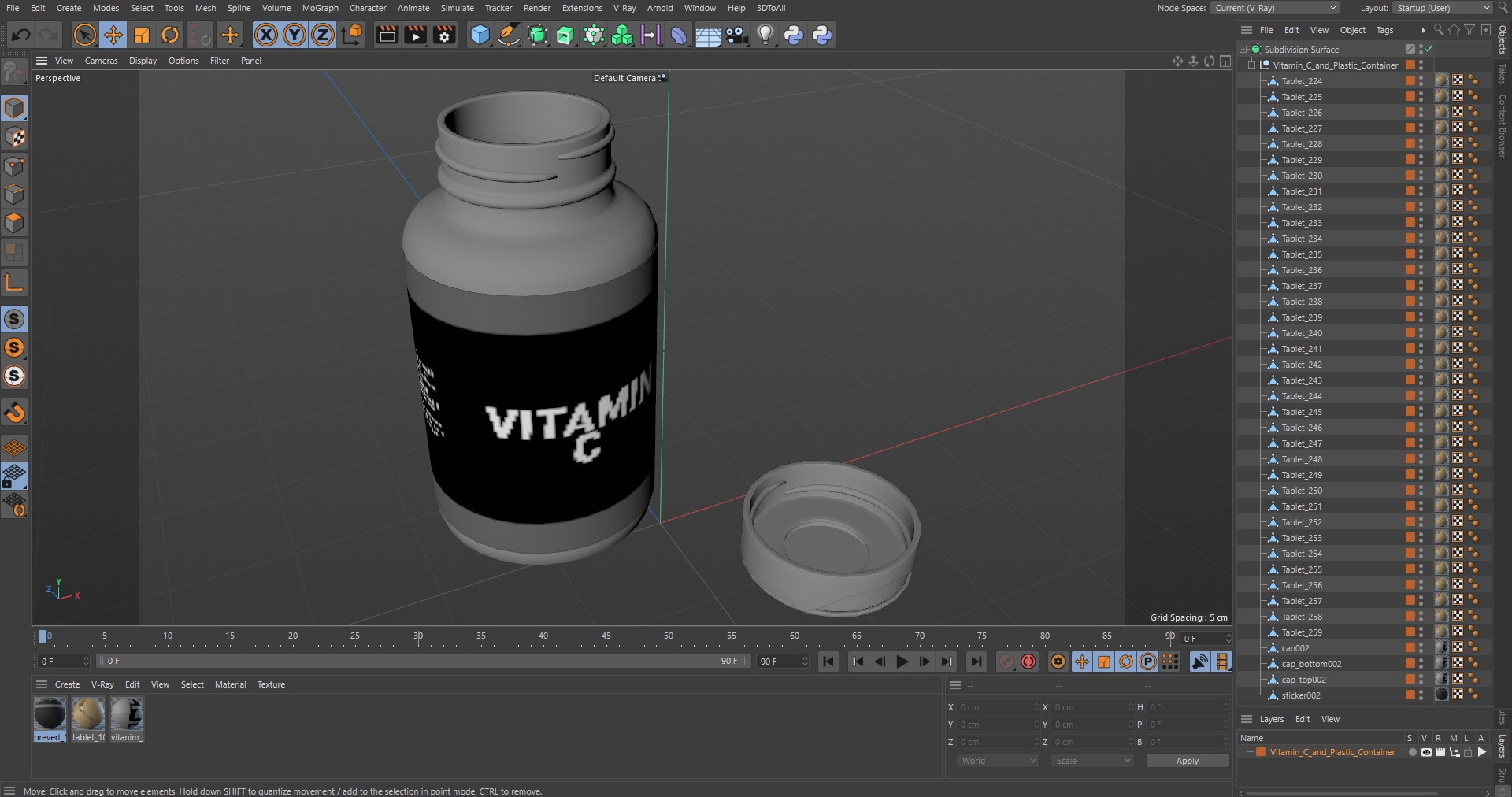 3D Vitamin C and Plastic Container