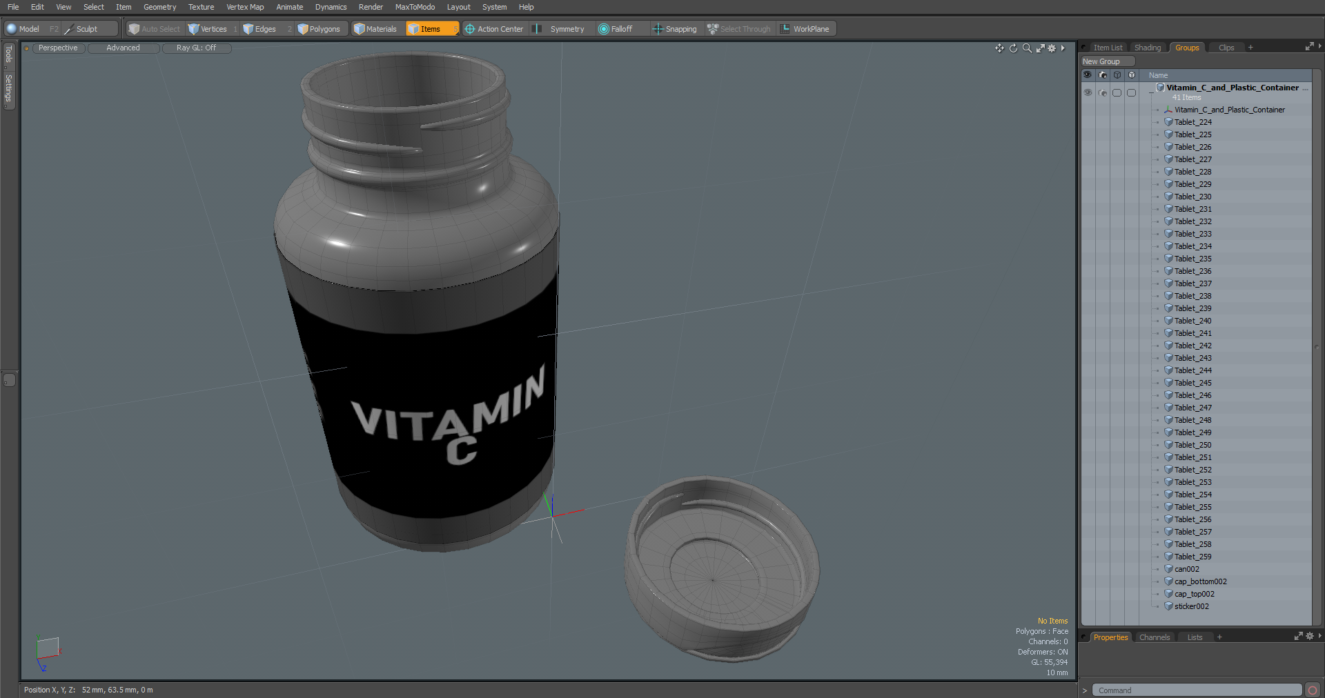 3D Vitamin C and Plastic Container