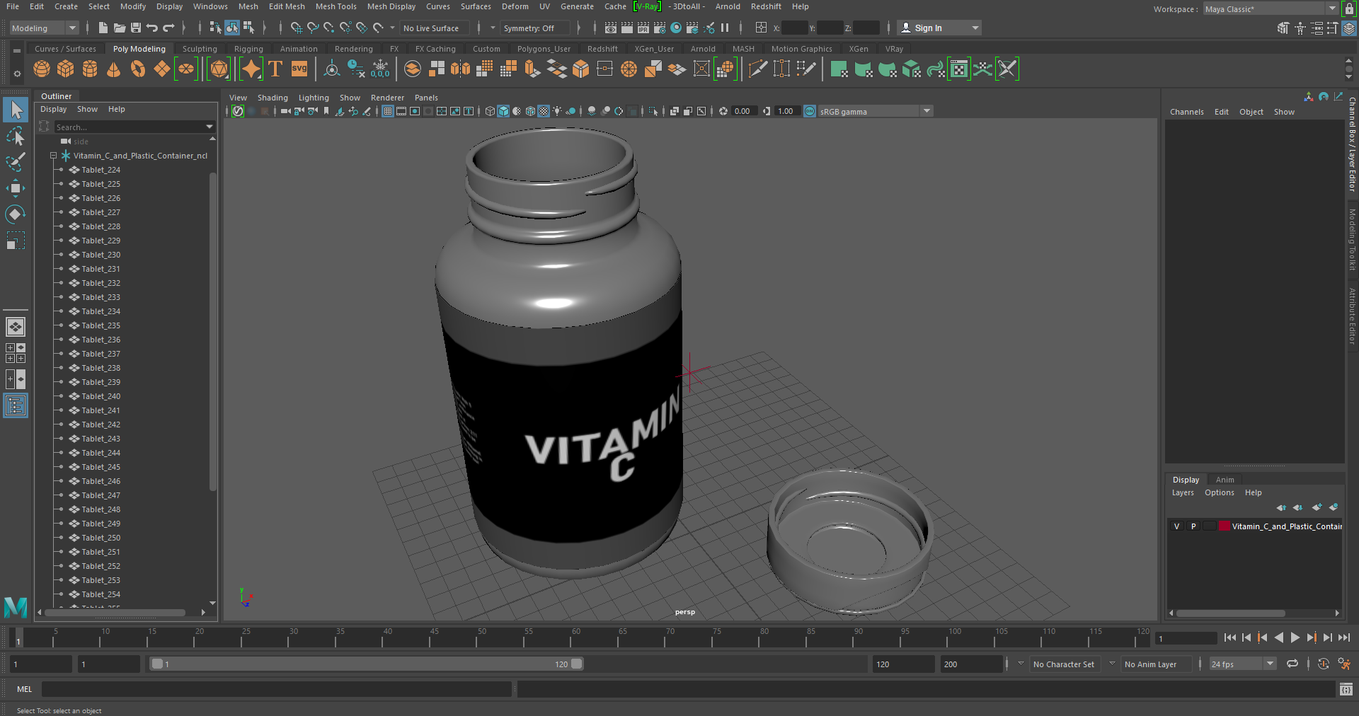 3D Vitamin C and Plastic Container