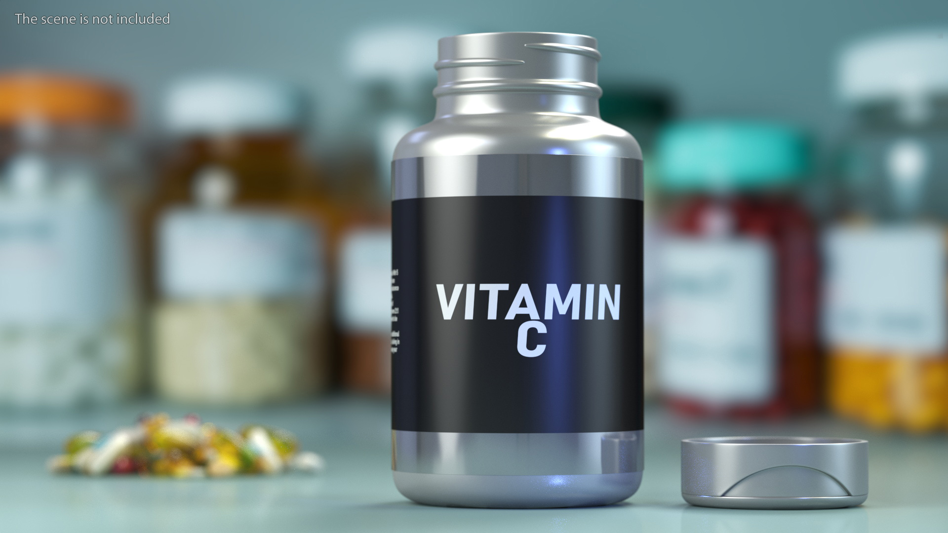 3D Vitamin C and Plastic Container