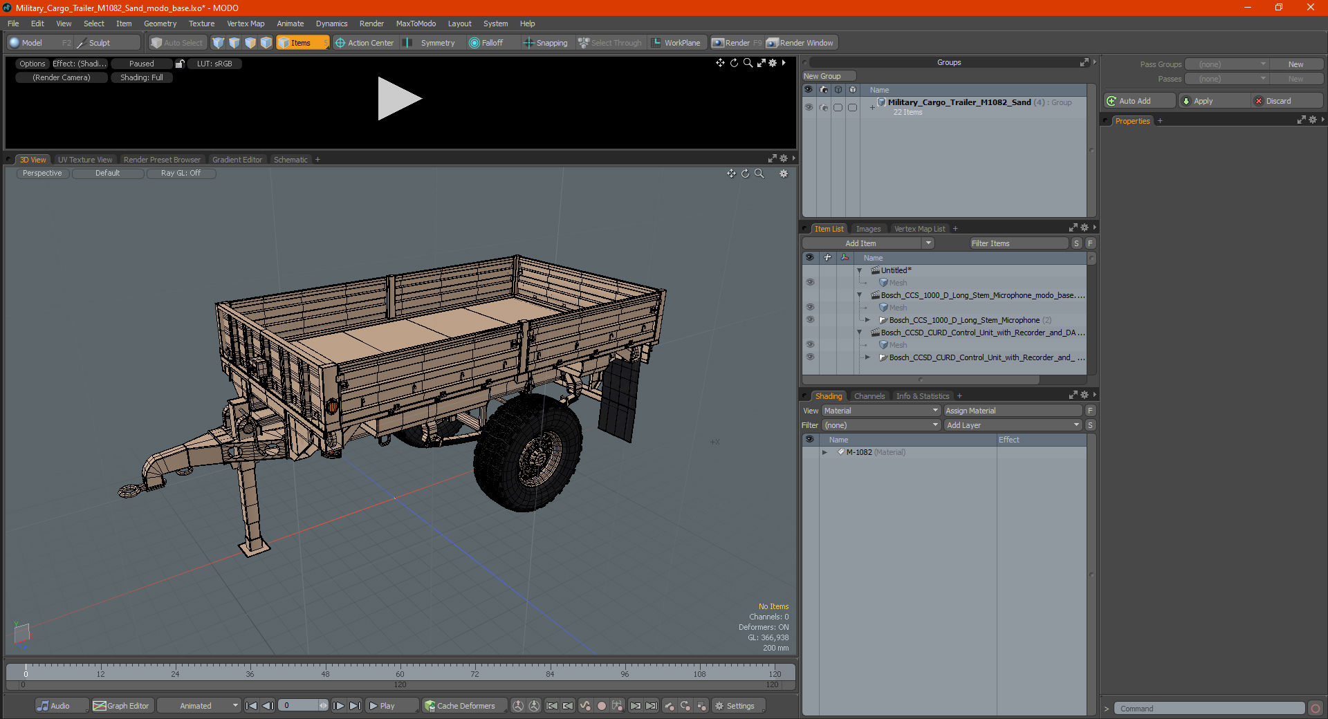 3D Military Cargo Trailer M1082 Sand model