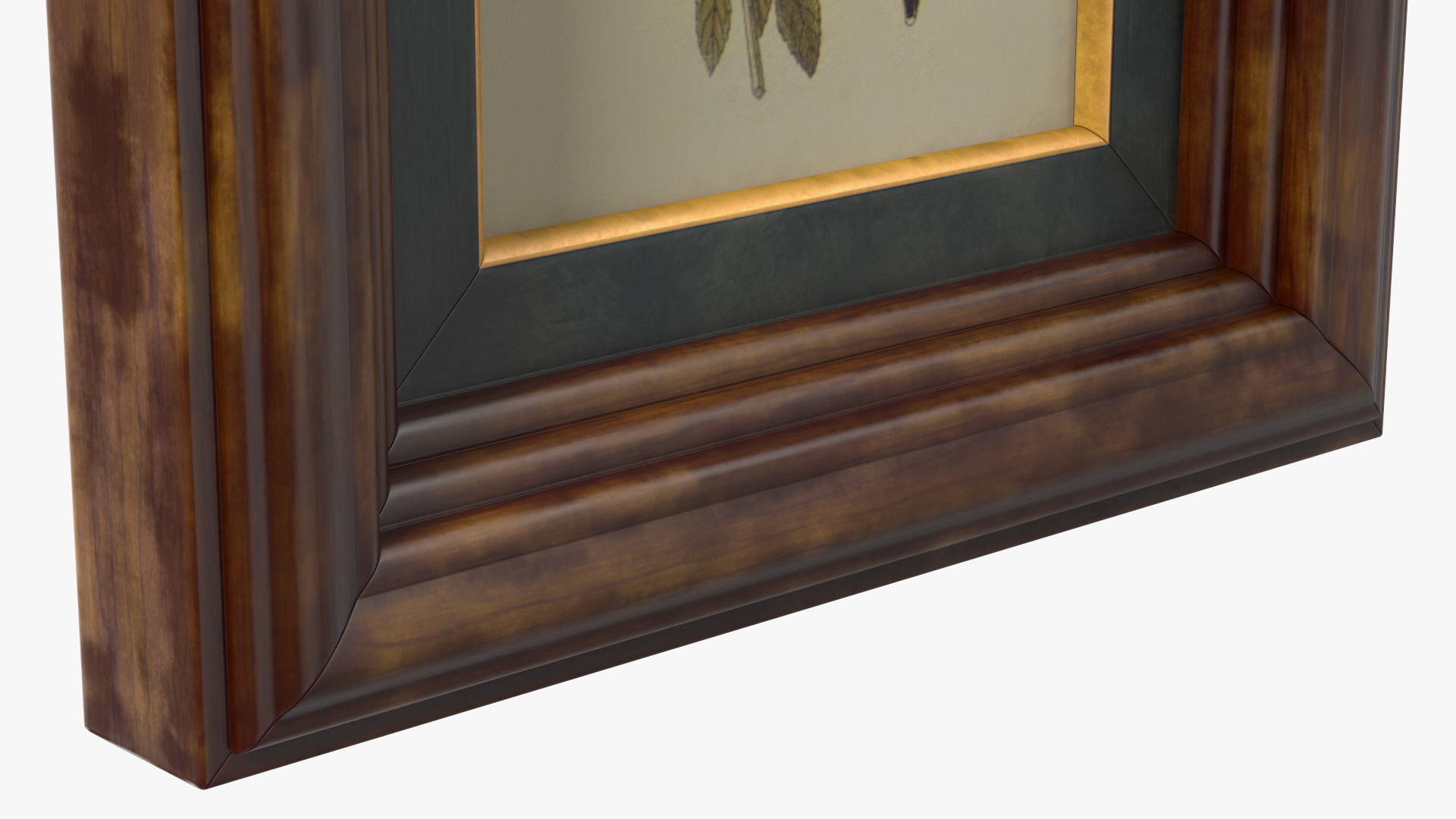 3D Picture Frame Dark Wood with Gold model