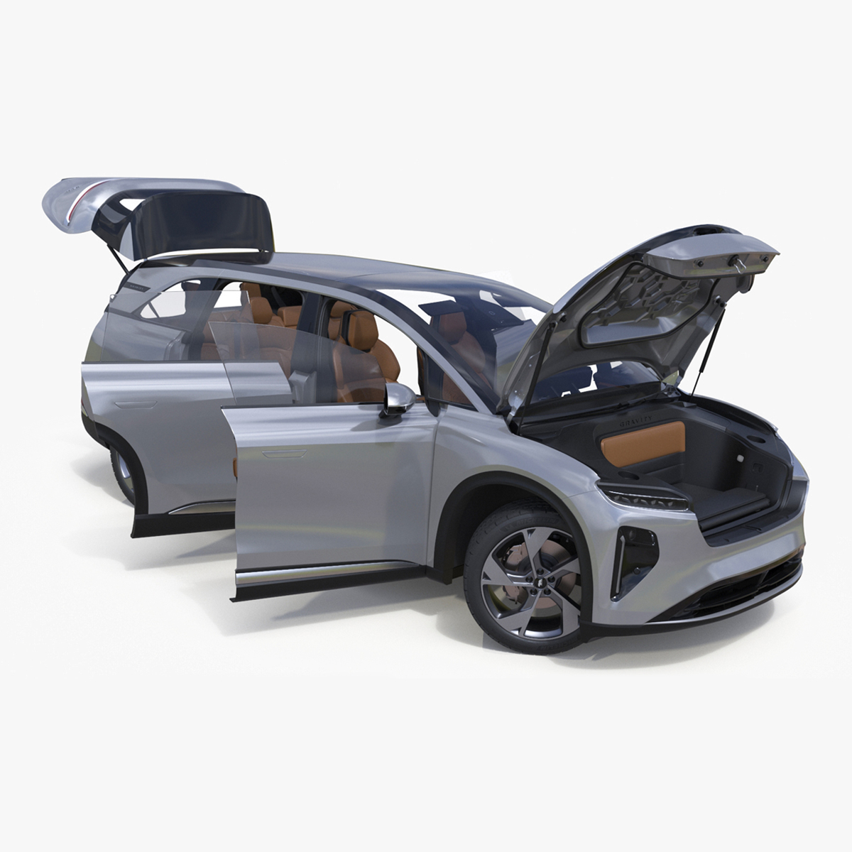 3D Lucid Gravity Electric Suv Gray with Lights Off Rigged for Cinema 4D model