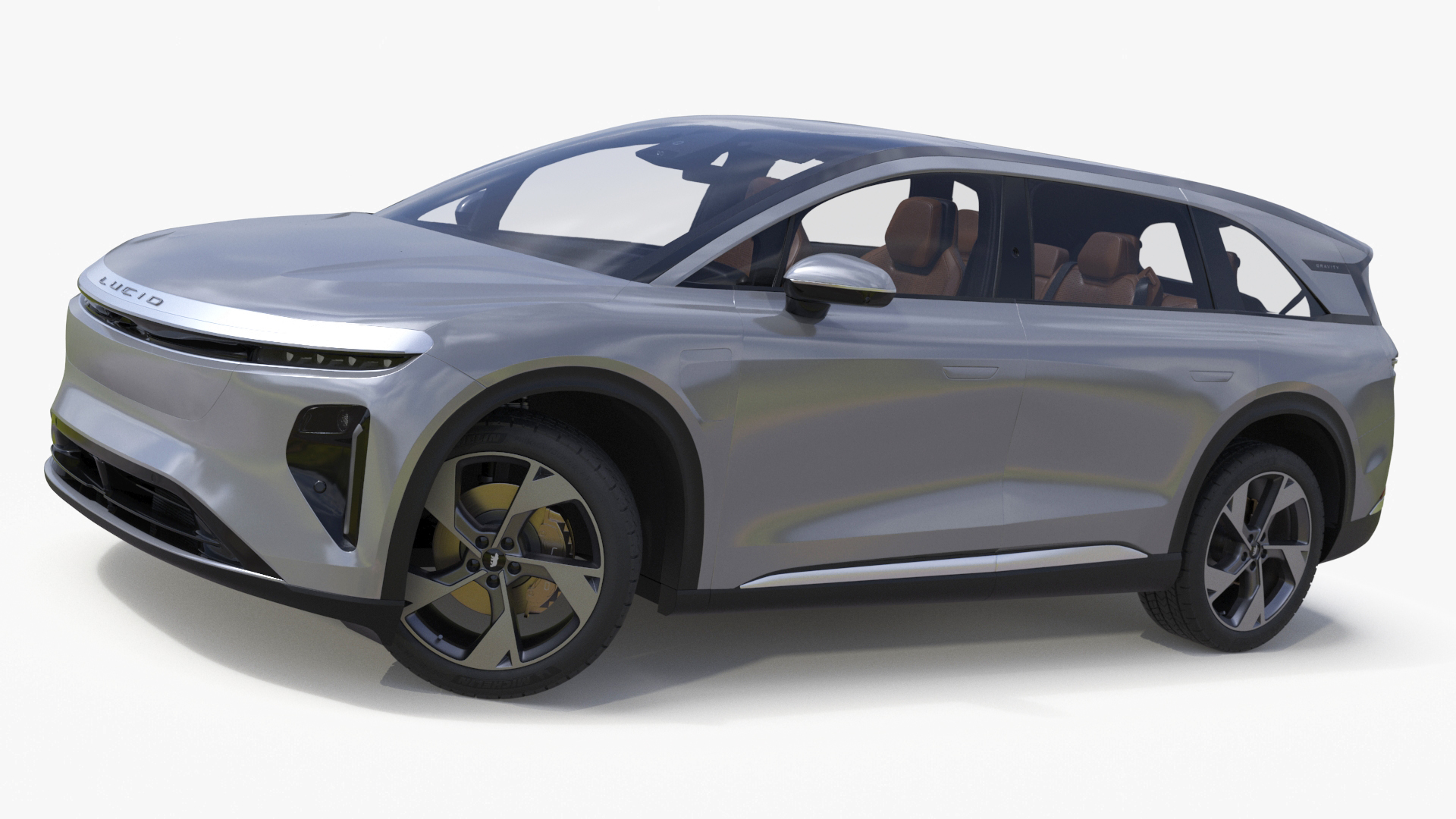 3D Lucid Gravity Electric Suv Gray with Lights Off Rigged for Cinema 4D model