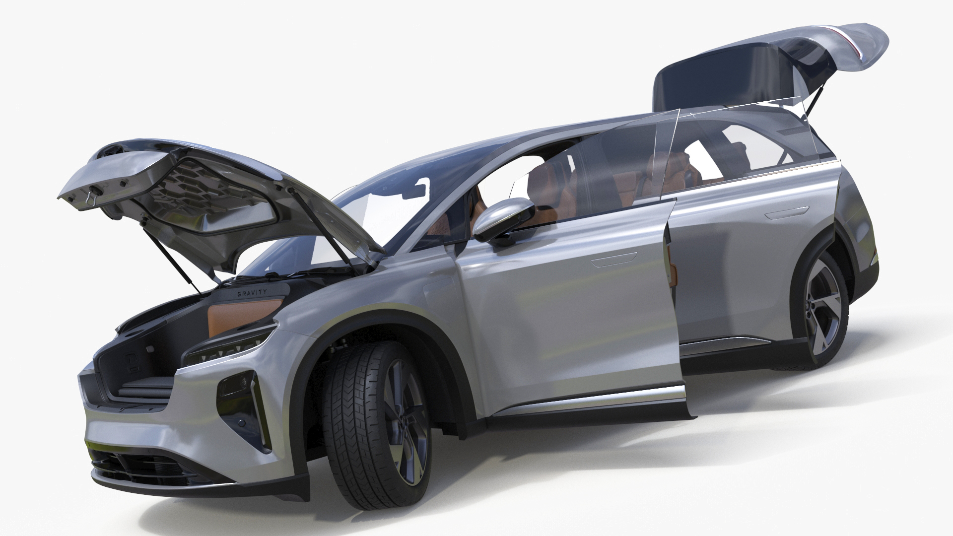 3D Lucid Gravity Electric Suv Gray with Lights Off Rigged for Cinema 4D model