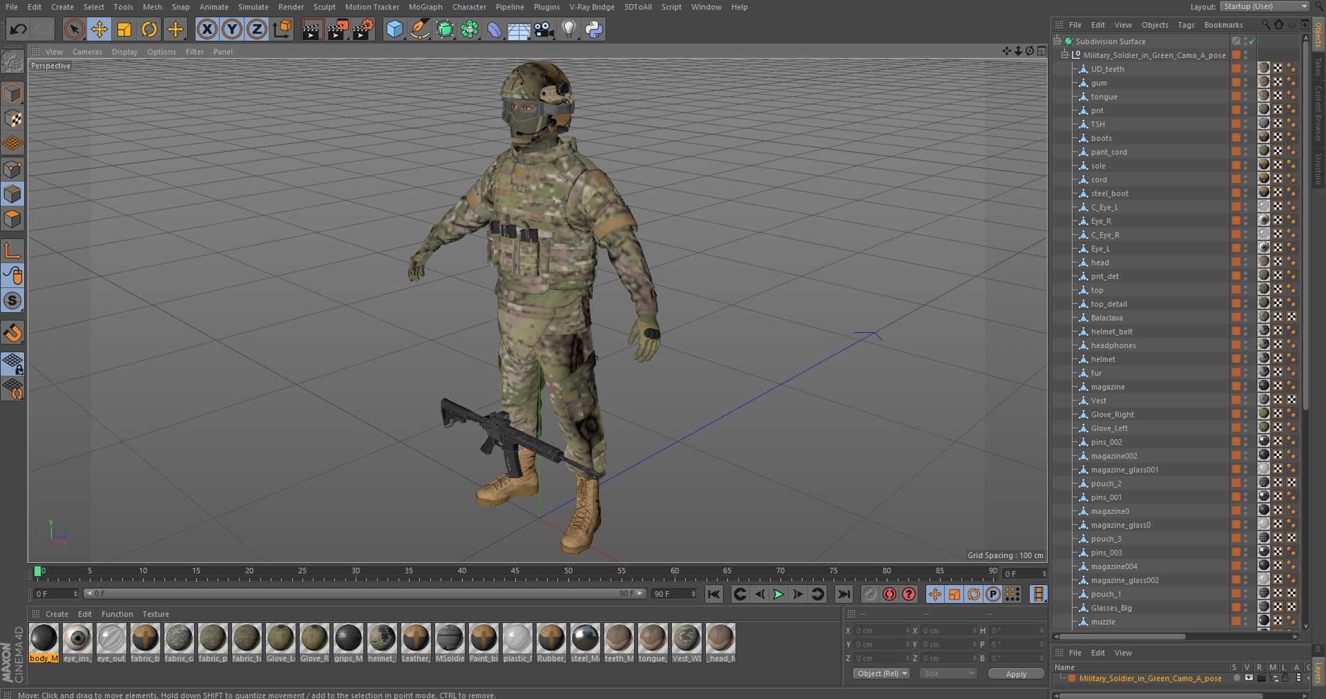 Military Soldier in Green Camo A-pose 3D