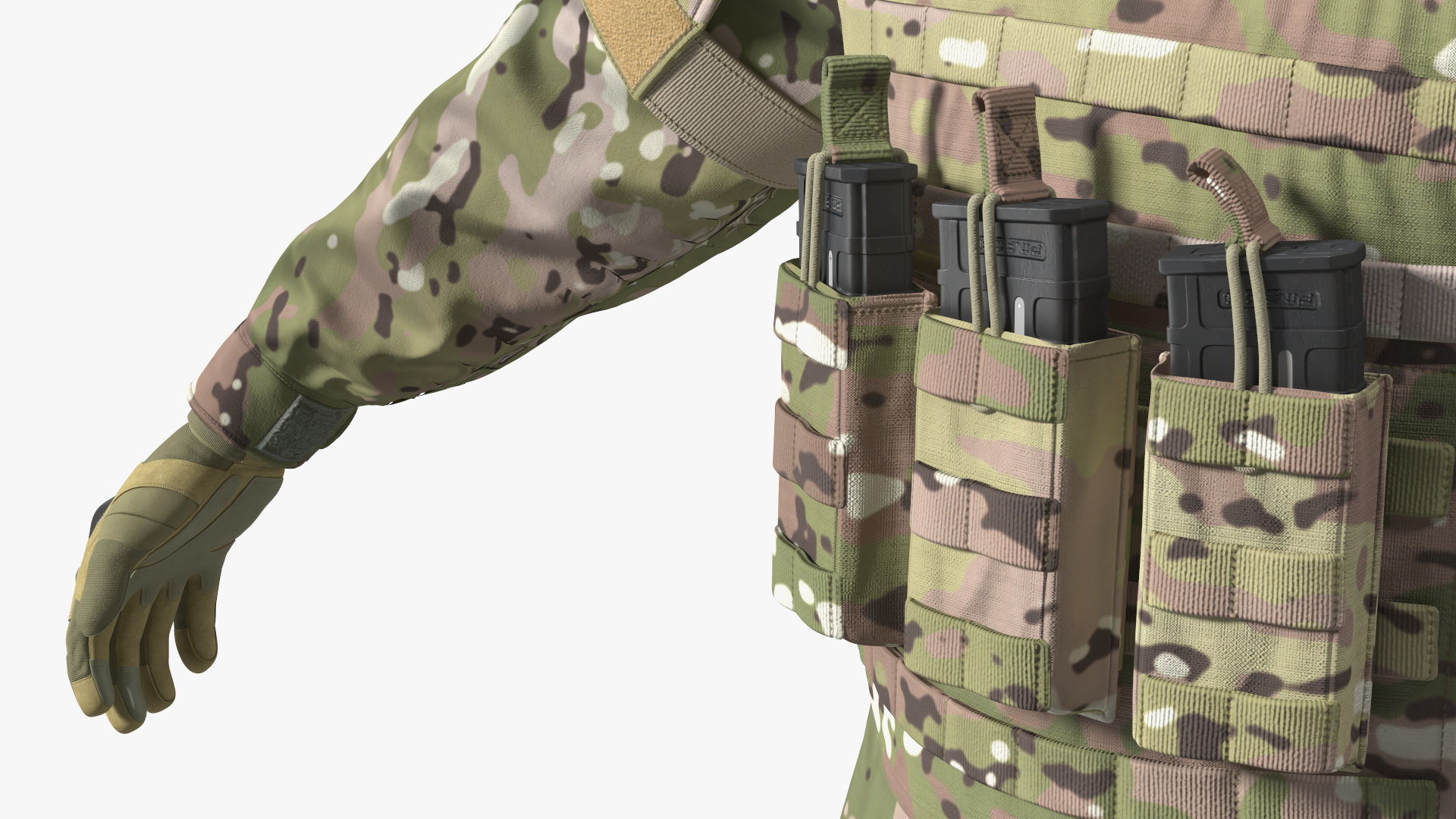 Military Soldier in Green Camo A-pose 3D