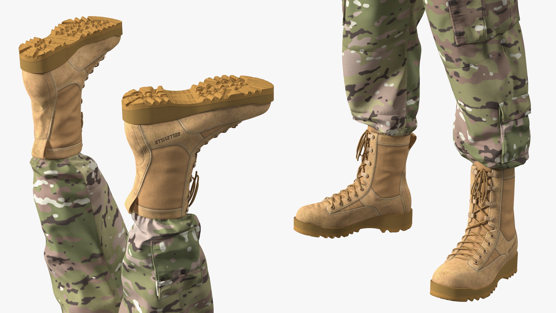 Military Soldier in Green Camo A-pose 3D