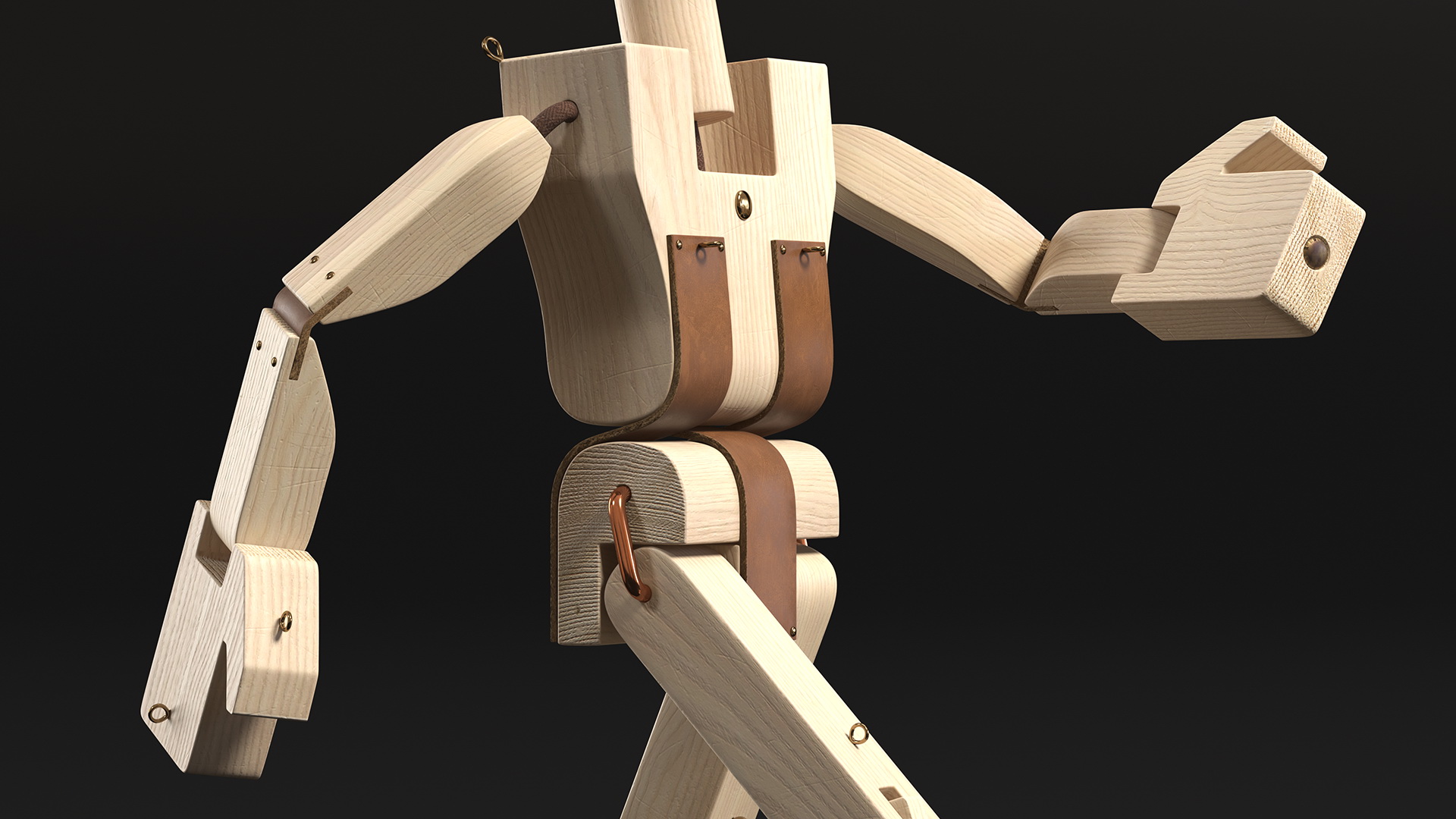 3D model Walk Raw Wooden Character