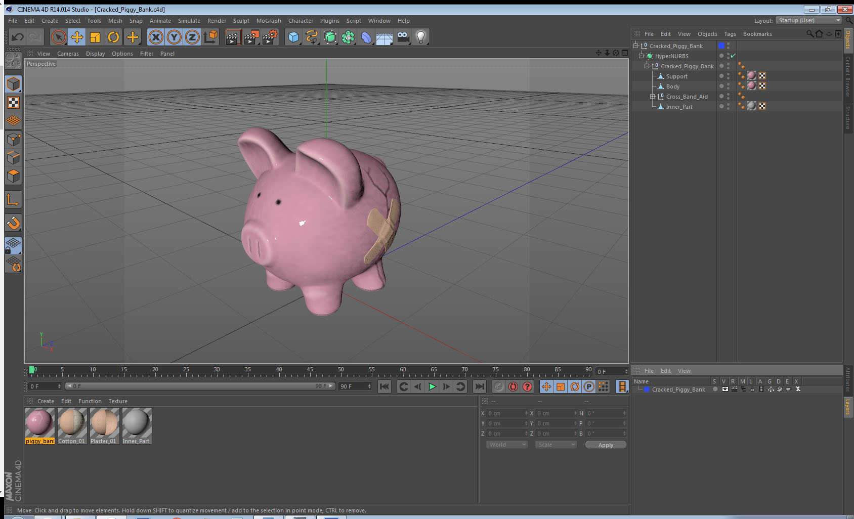 3D Cracked Piggy Bank model