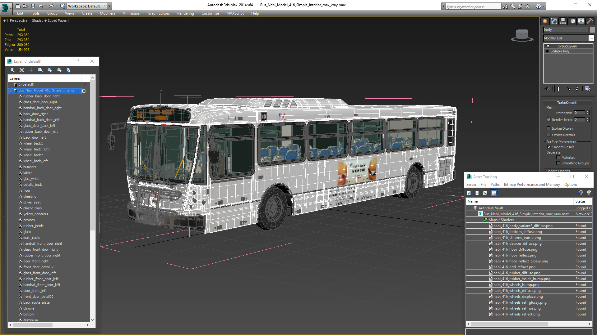 Bus Nabi Model 416 Simple Interior 3D model