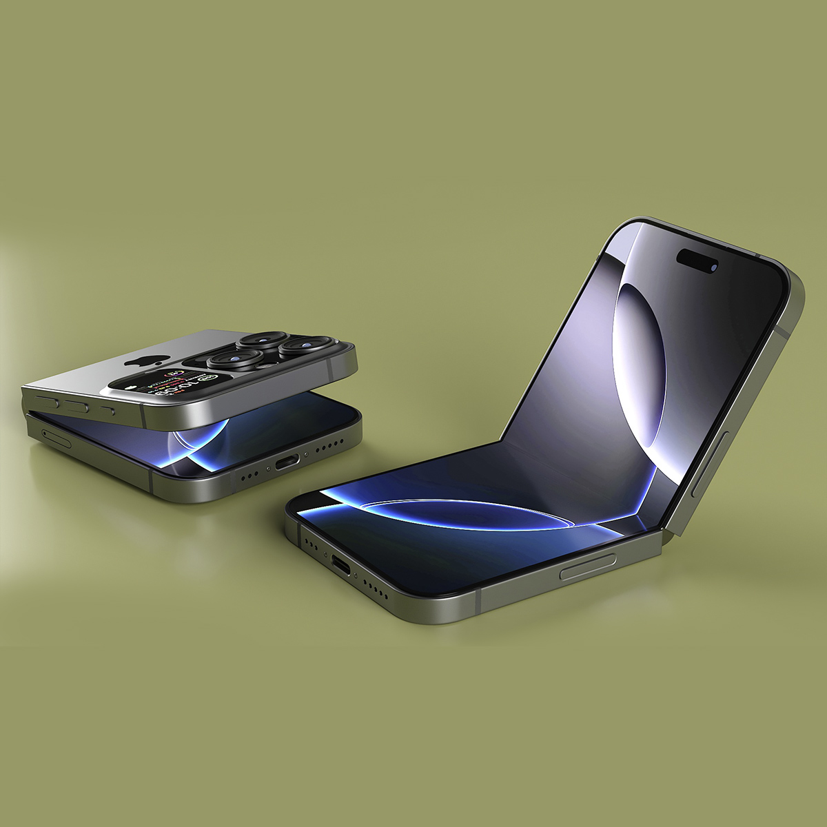 Apple iPhone Flip Midnight Black Rigged 3D model