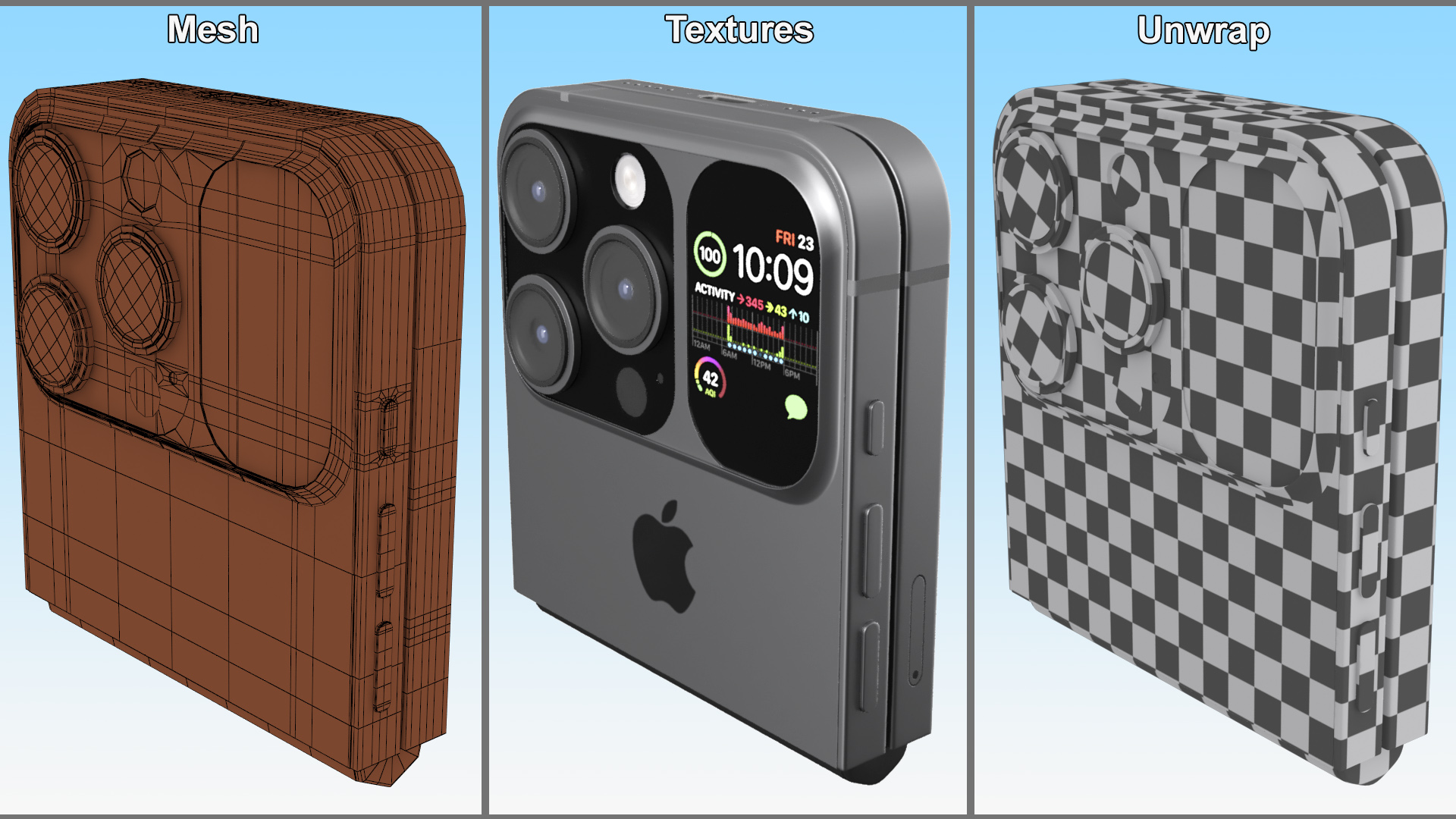 Apple iPhone Flip Midnight Black Rigged 3D model