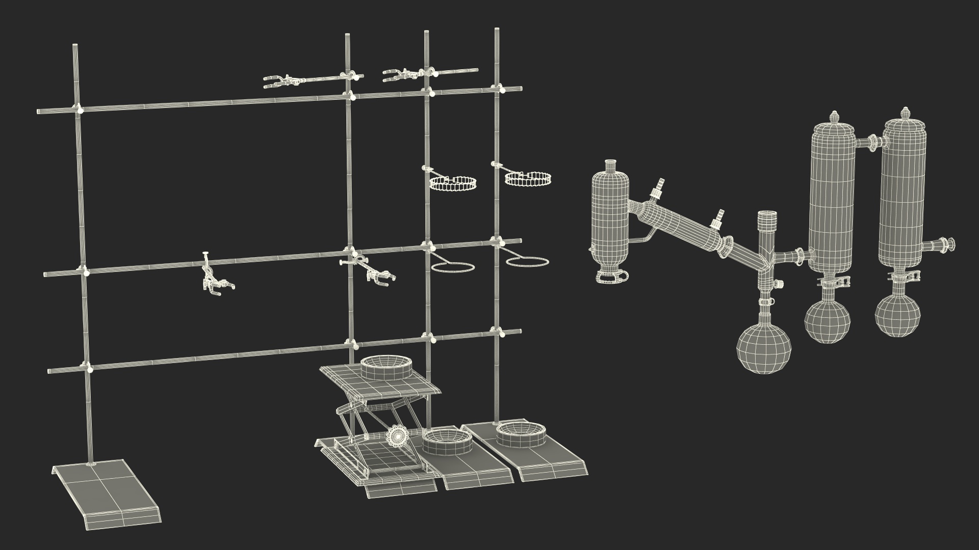 3D Distilling Stand with Flasks model