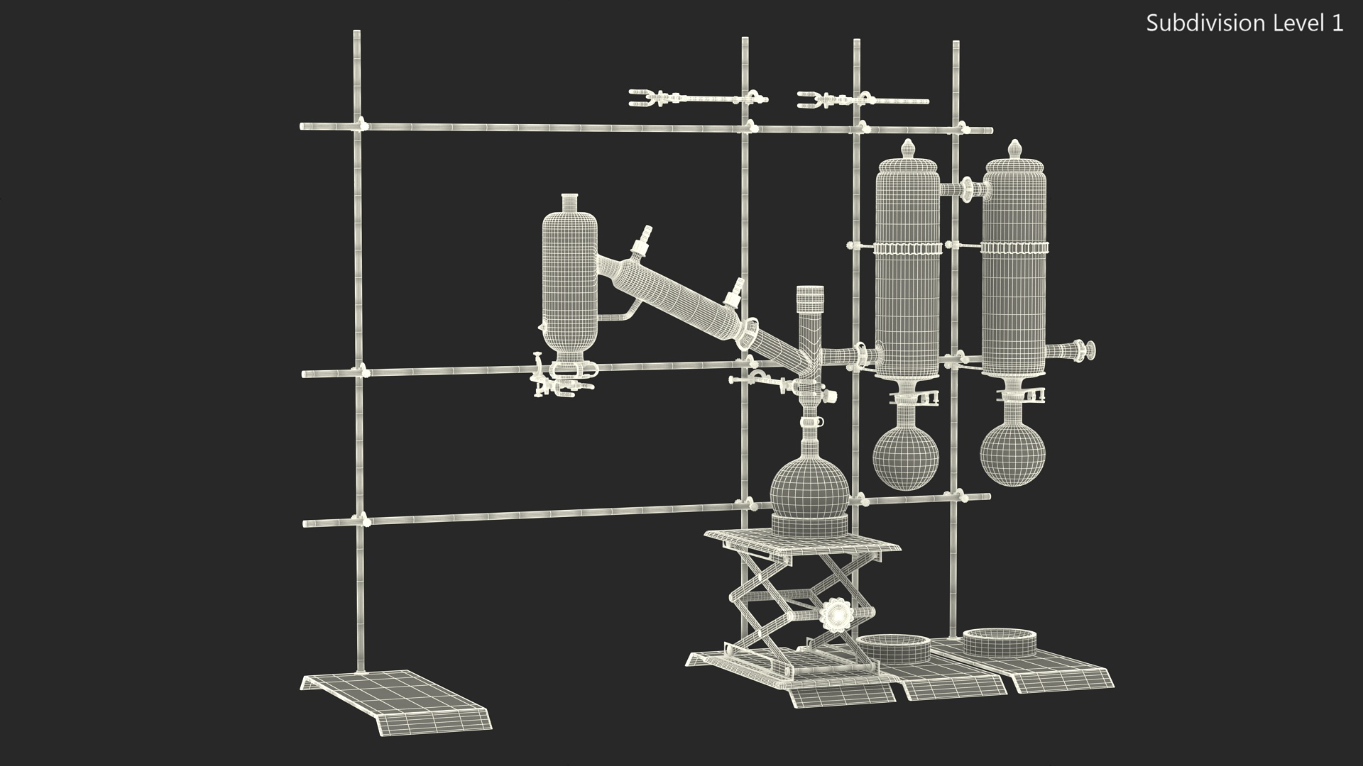 3D Distilling Stand with Flasks model