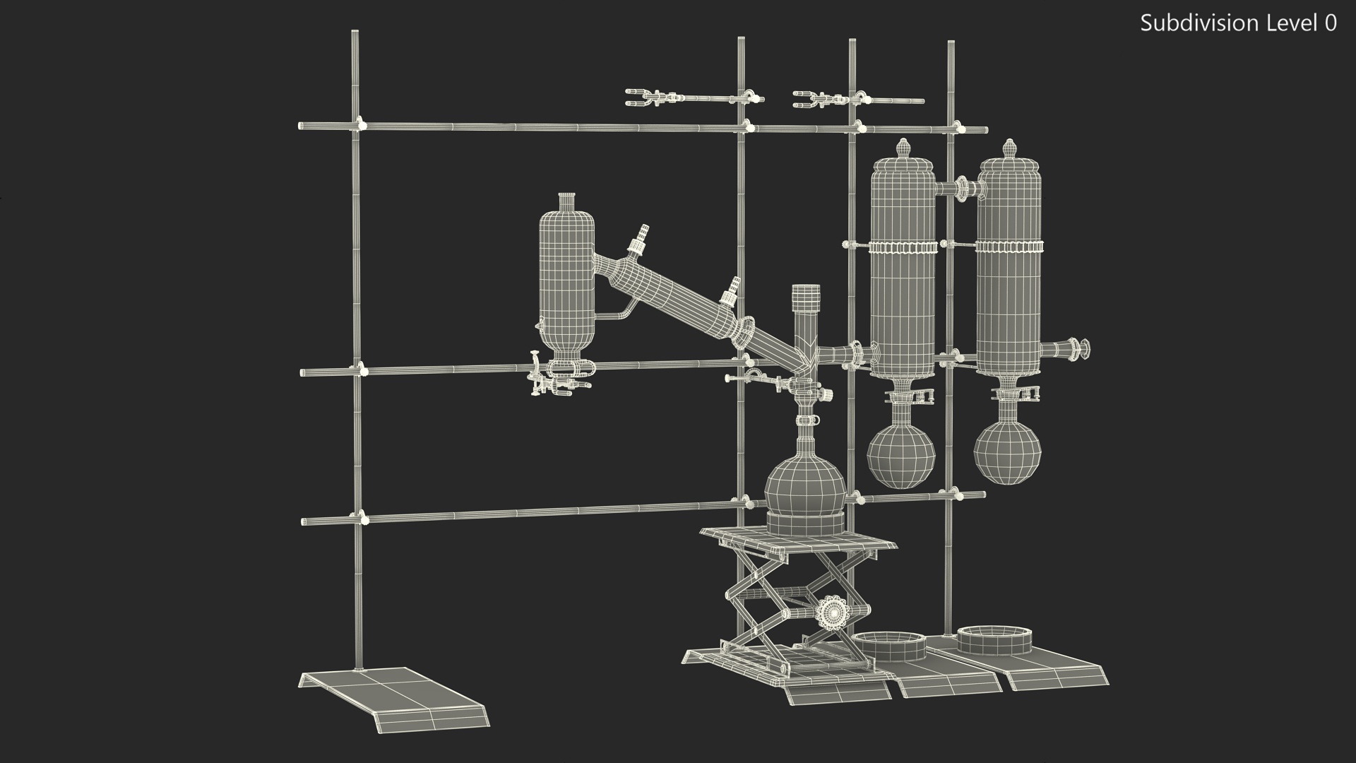 3D Distilling Stand with Flasks model