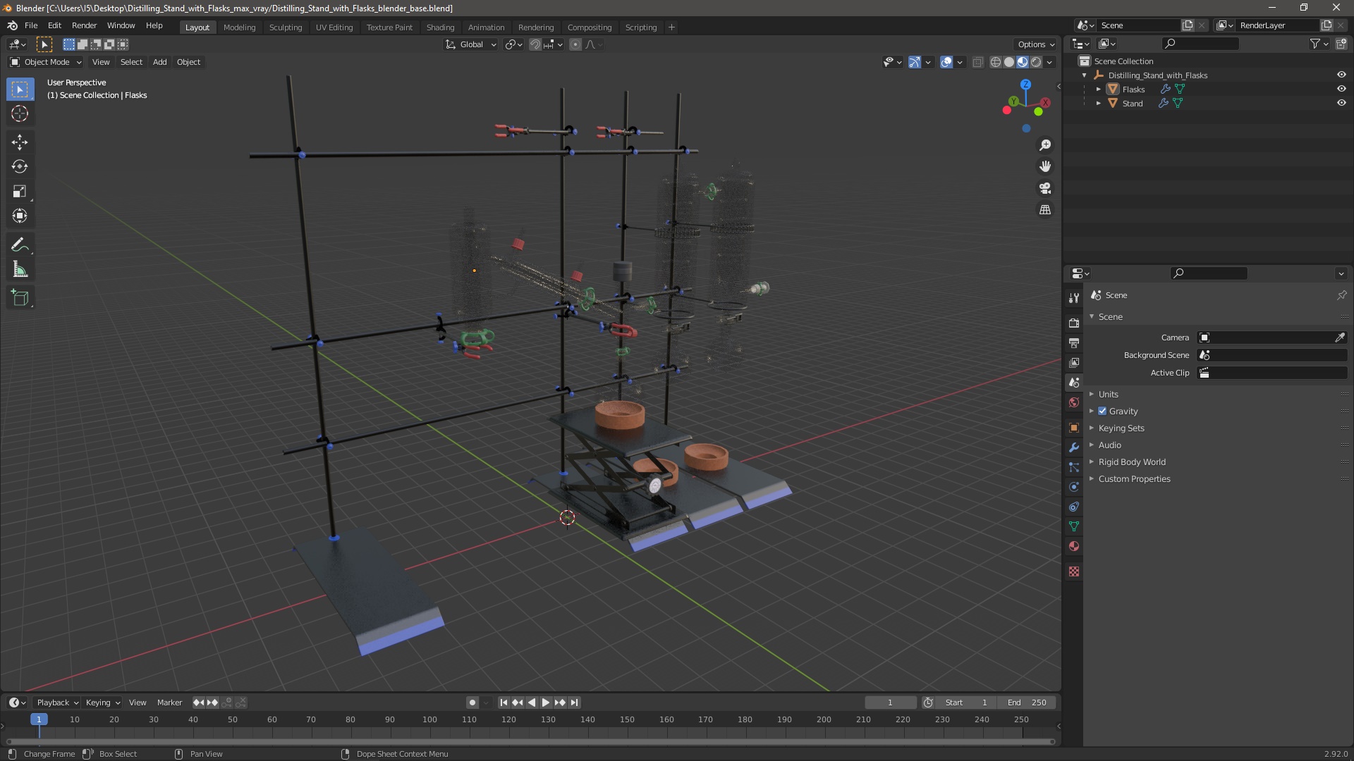 3D Distilling Stand with Flasks model