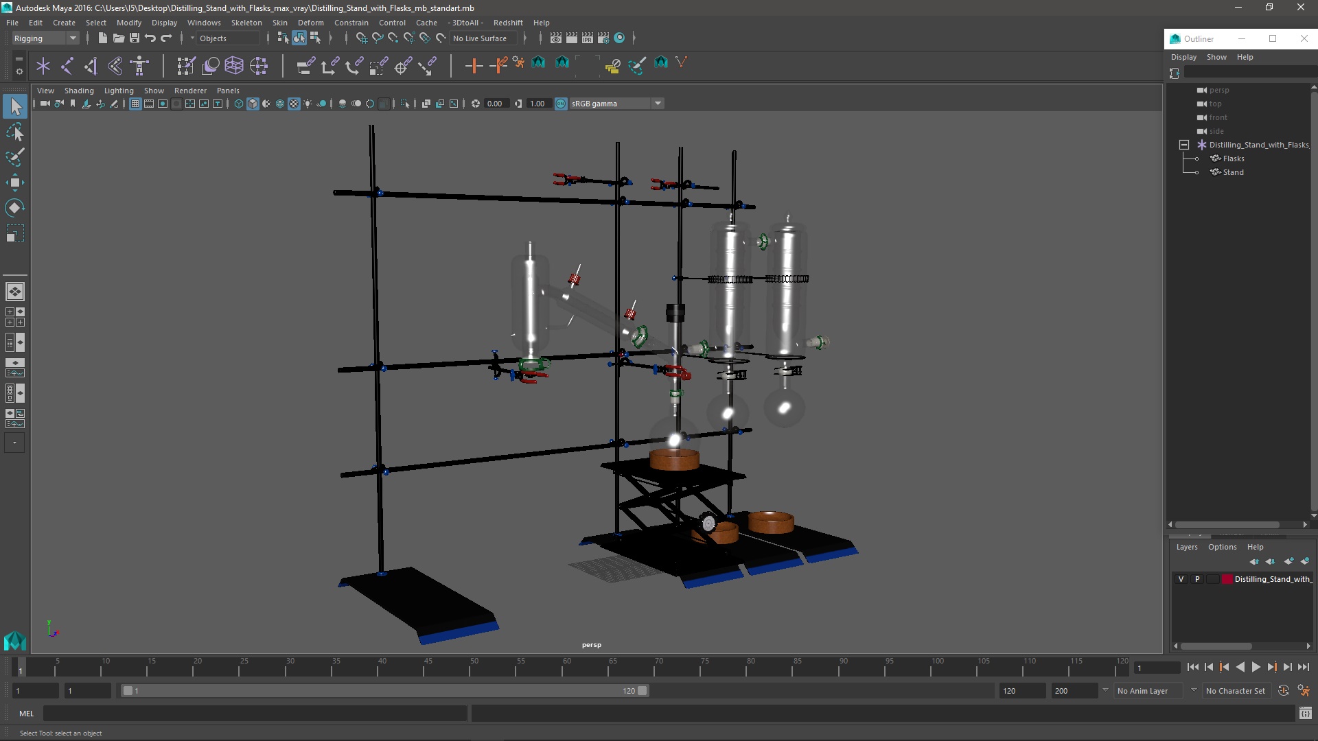 3D Distilling Stand with Flasks model