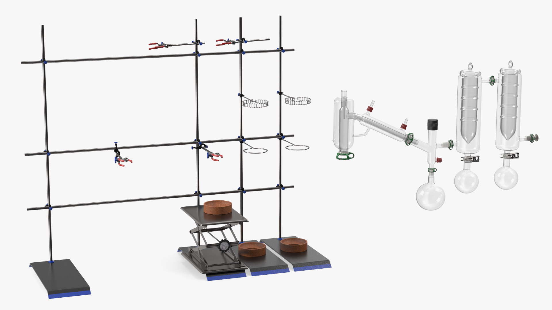 3D Distilling Stand with Flasks model