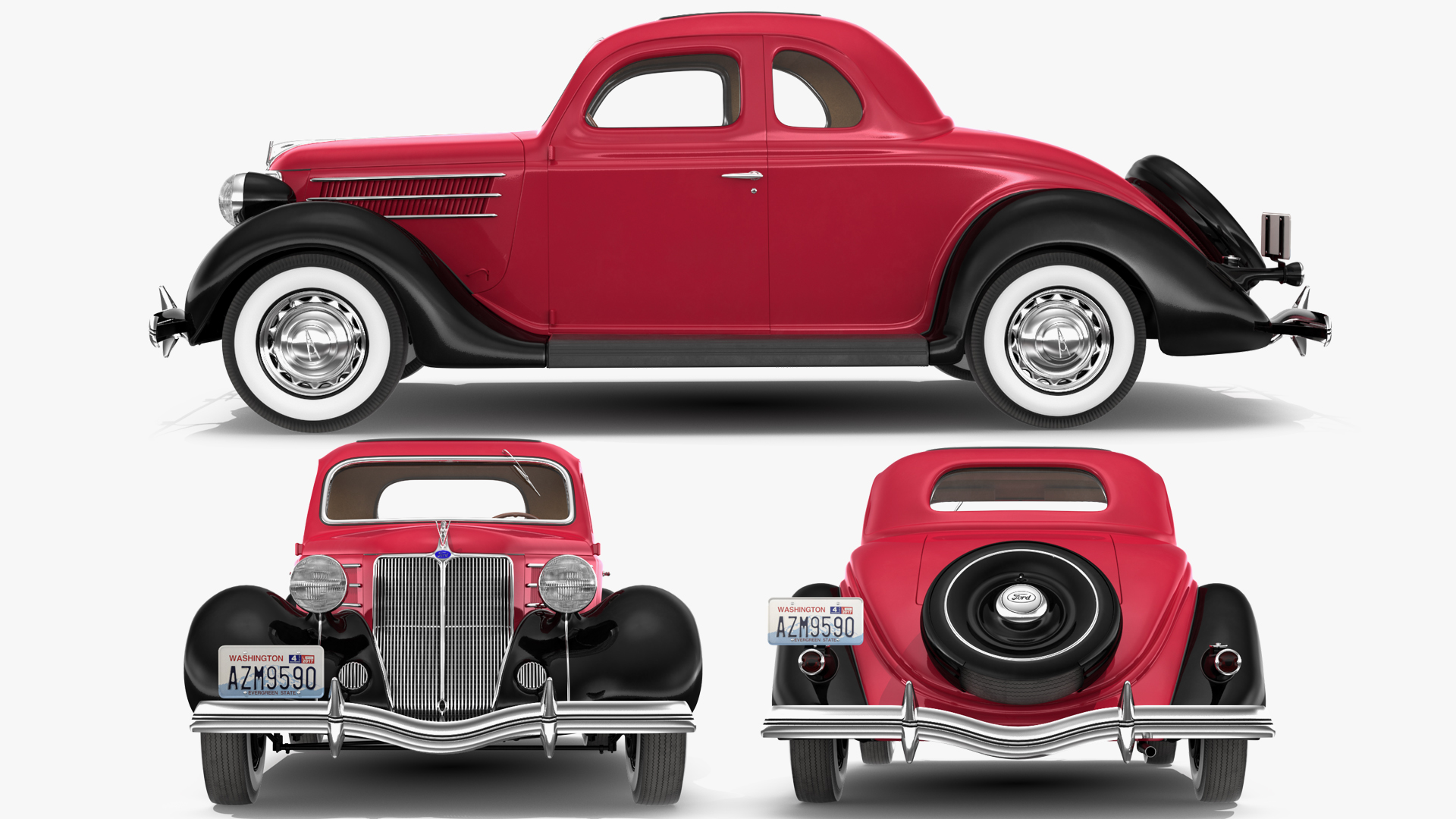 1936 Ford V8 Coupe Red 3D