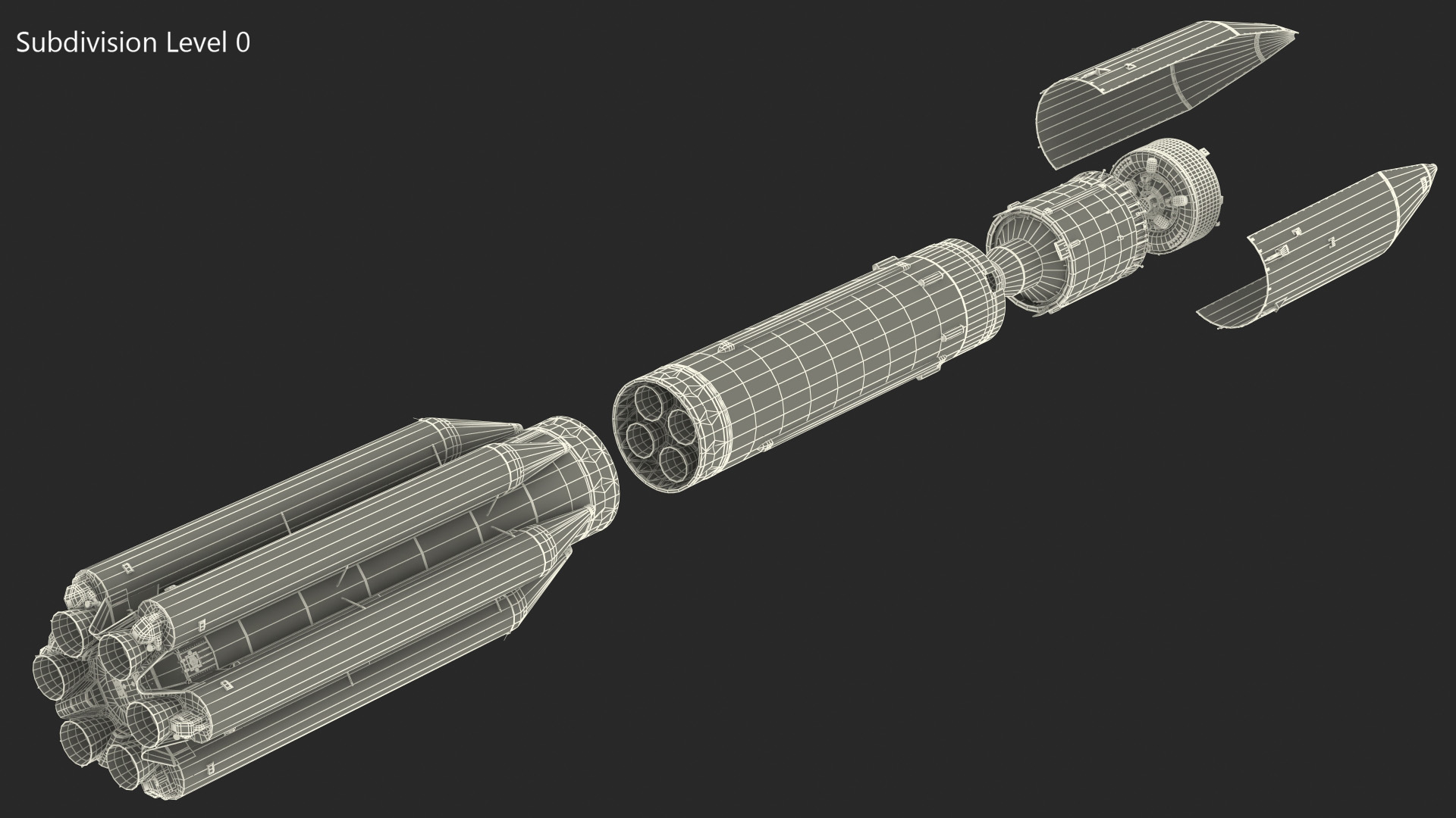 3D model Heavy Lift Launch Rocket Main Parts