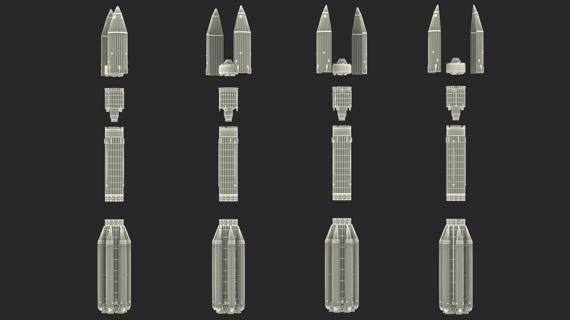 3D model Heavy Lift Launch Rocket Main Parts